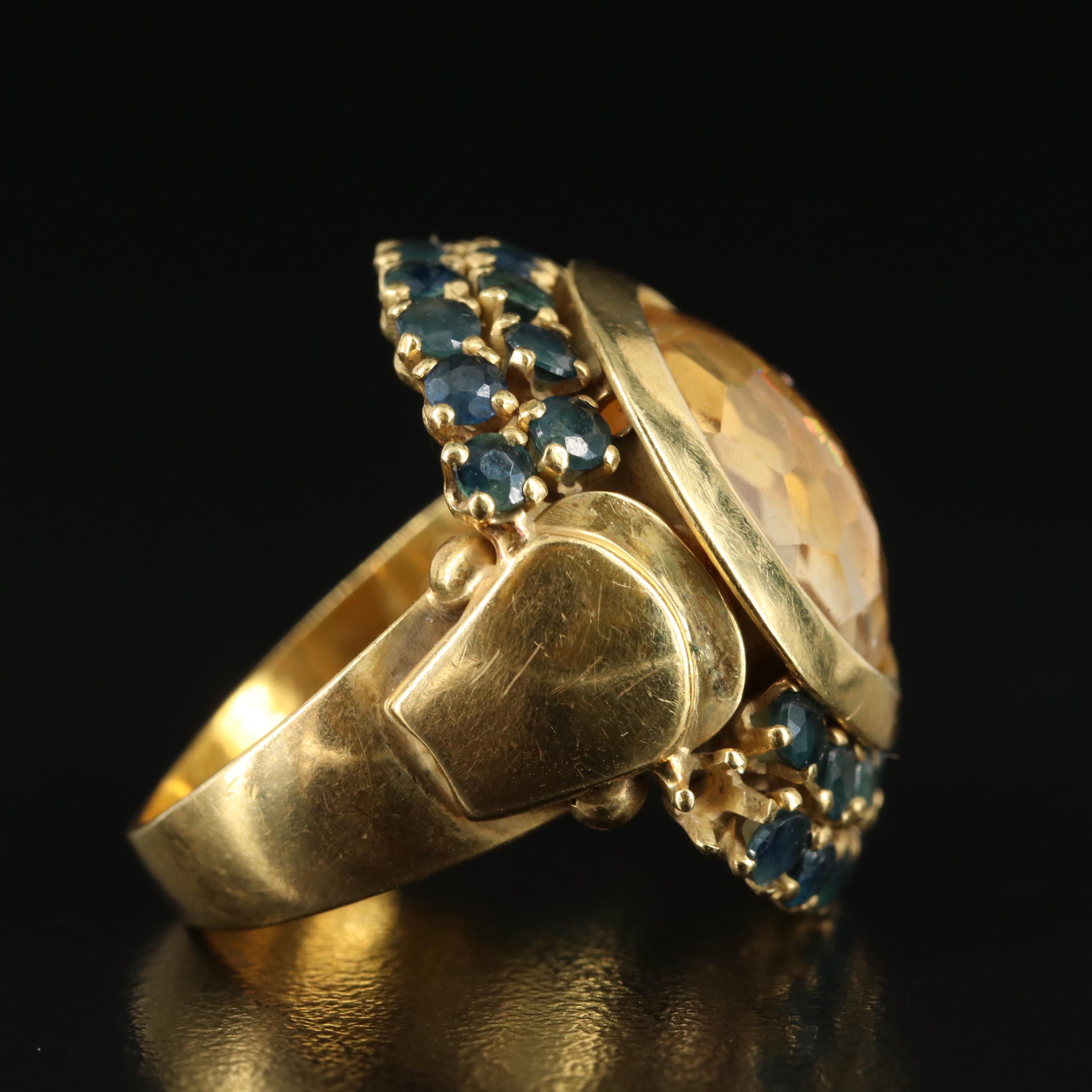 18K Citrine and Sapphire Ring
