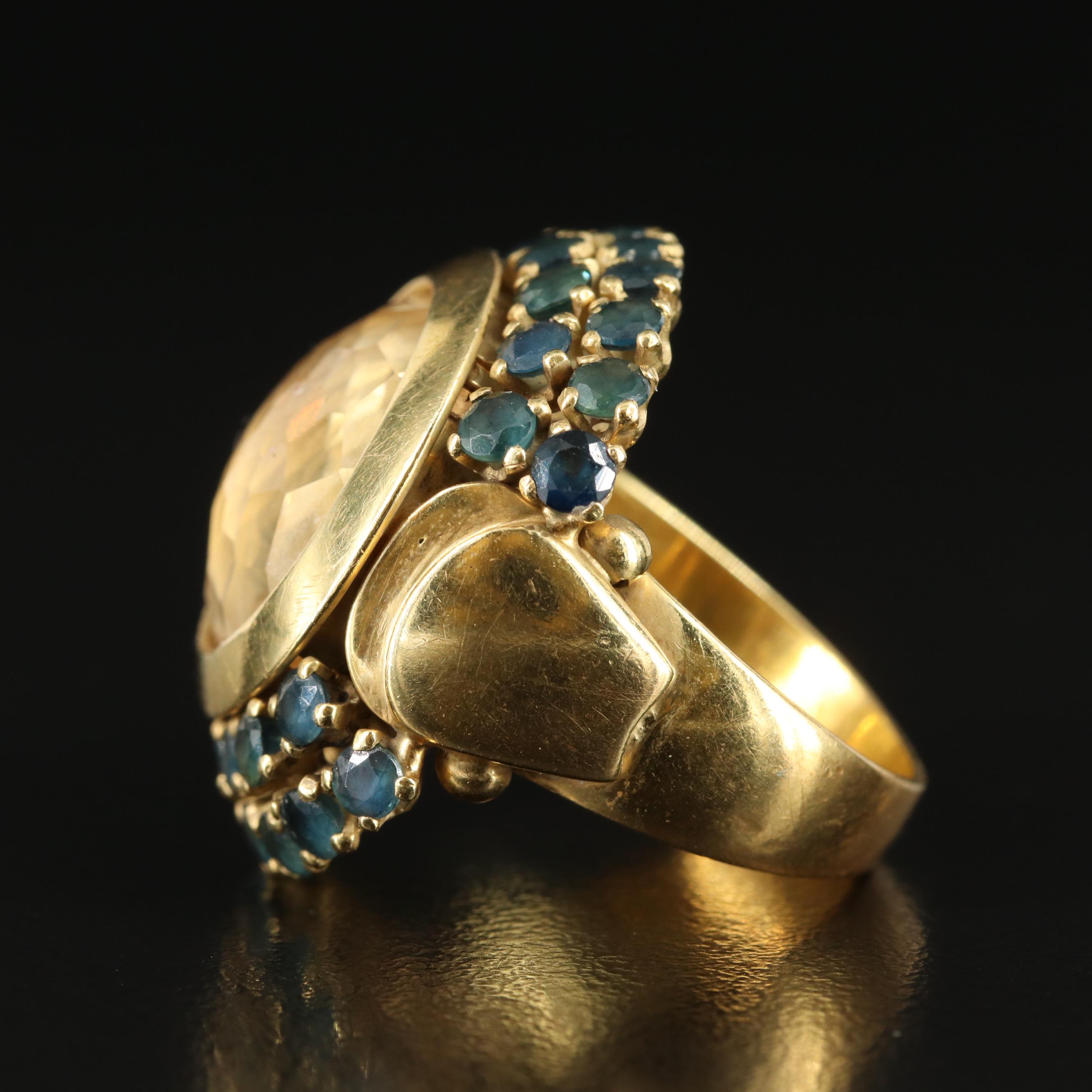 18K Citrine and Sapphire Ring