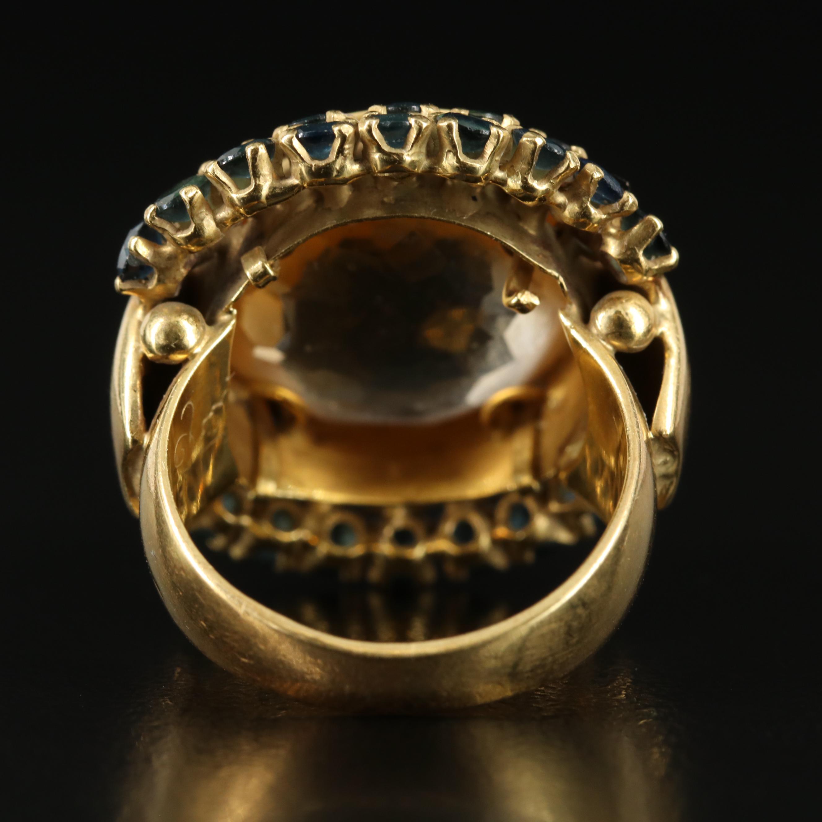18K Citrine and Sapphire Ring