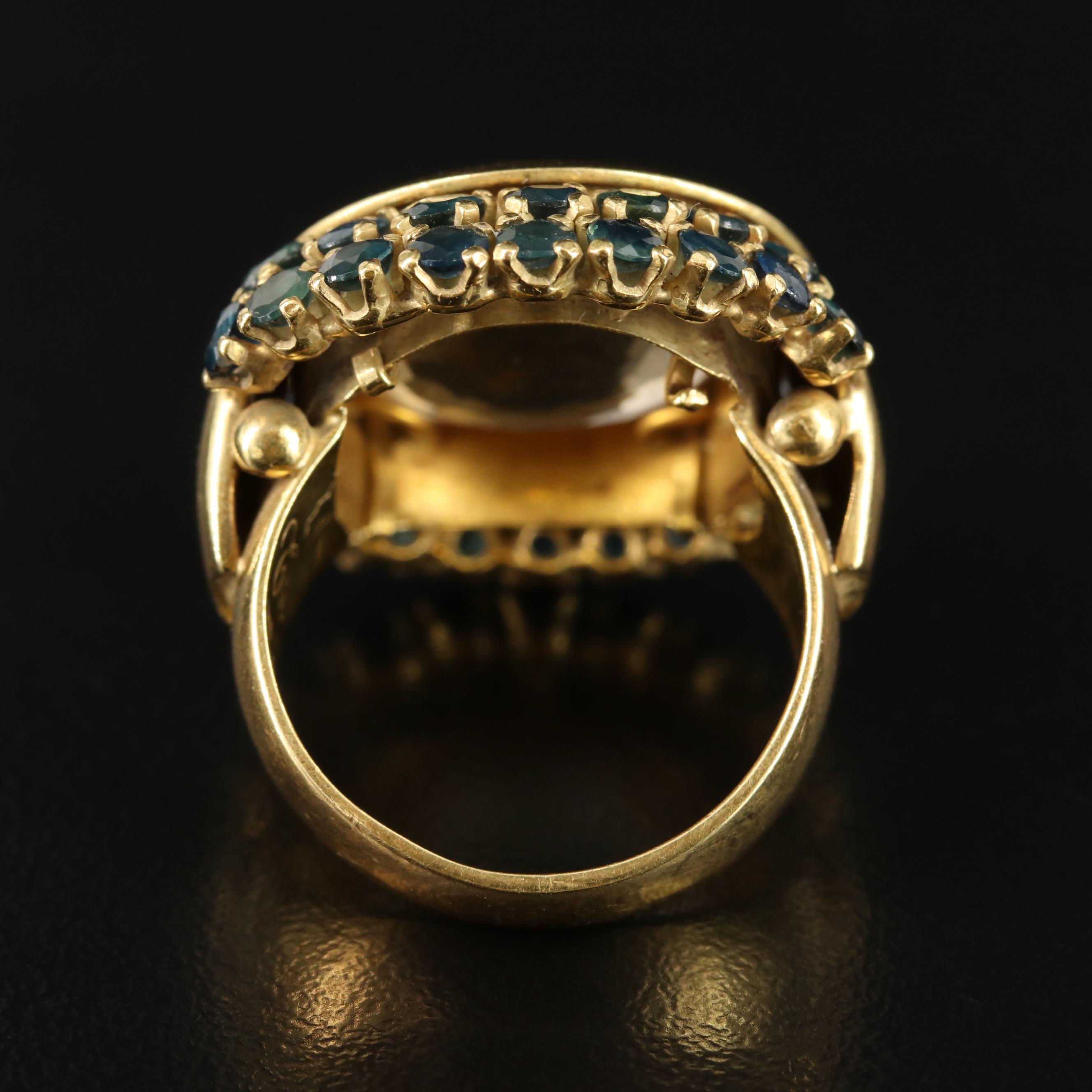 18K Citrine and Sapphire Ring