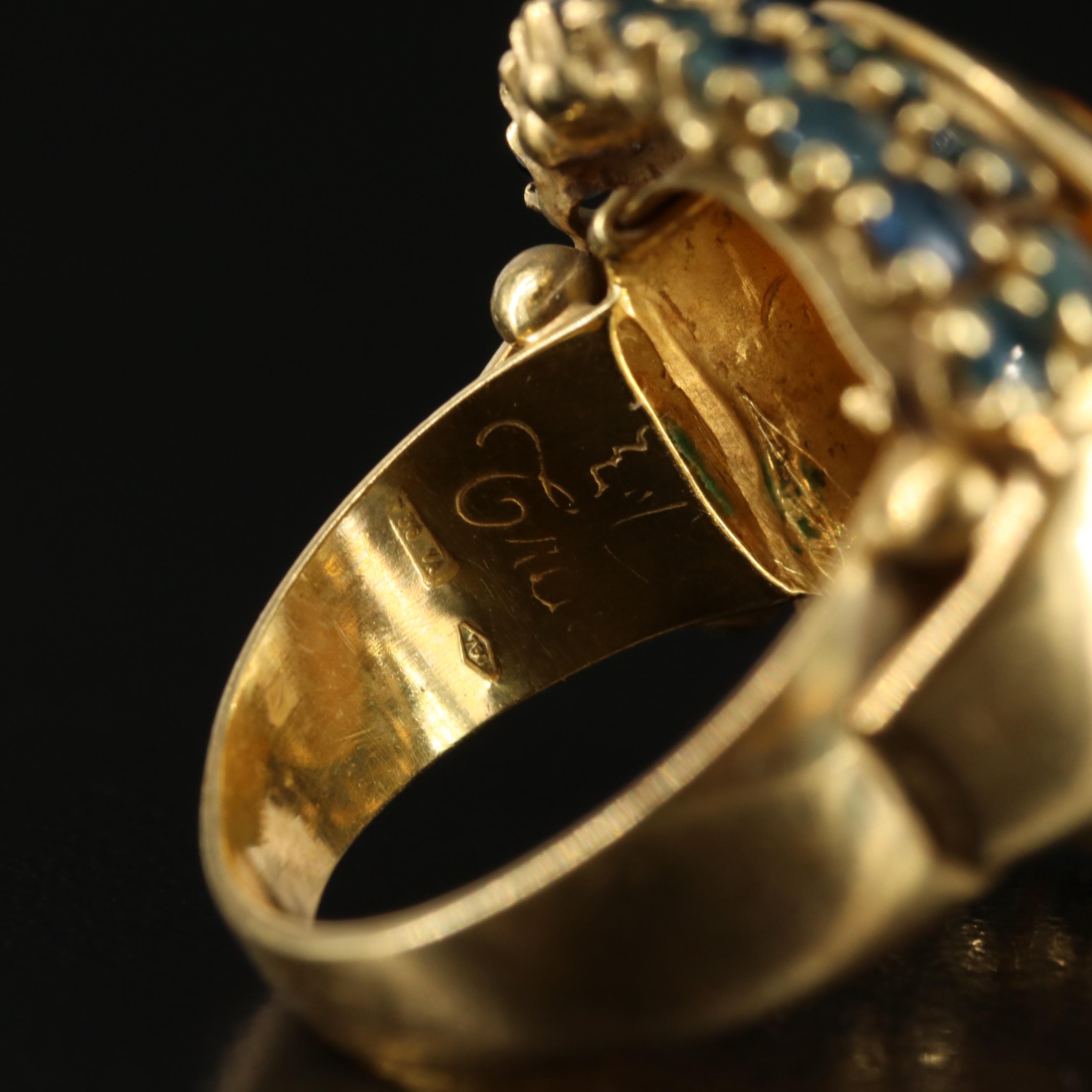 18K Citrine and Sapphire Ring