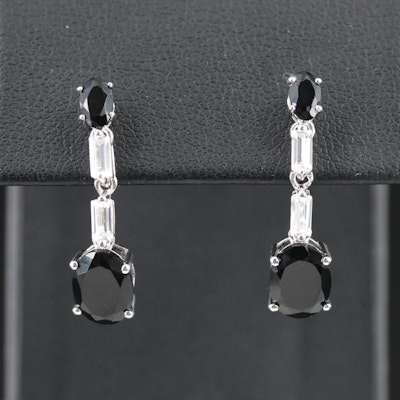 Sterling Black Onyx and White Sapphire Earrings