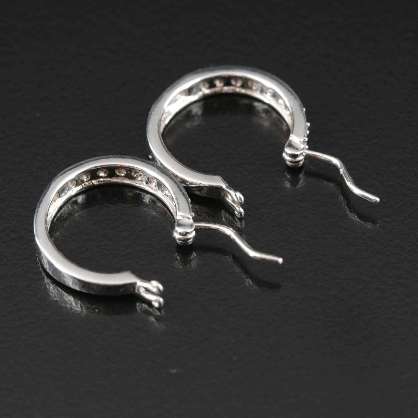 Sterling Diamond Hoop Earrings | EBTH