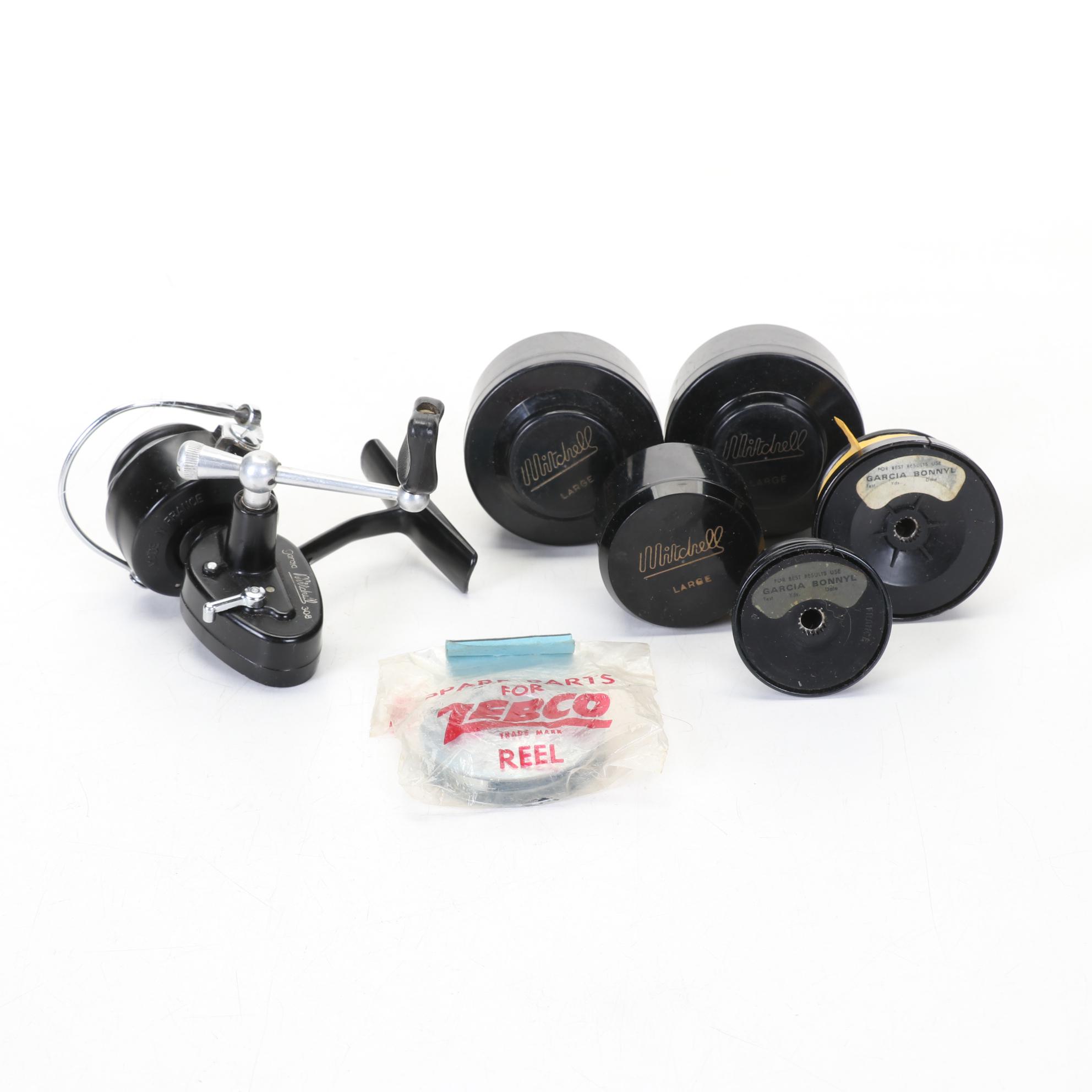 Garcia Mitchell 308 Spinning Reel with Five Mitchell Spools
