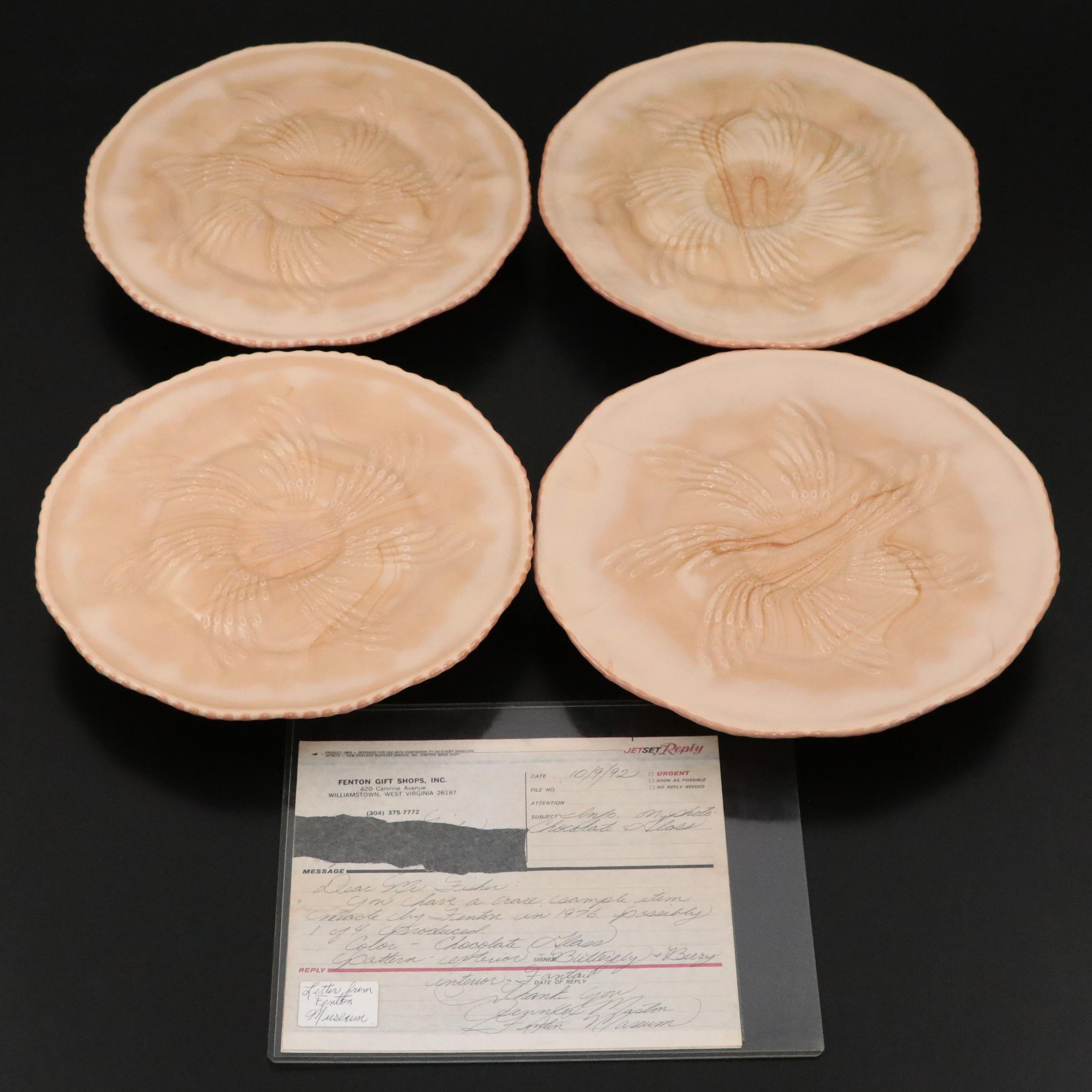 Fenton Chocolate Glass Footed Plates with Certificate from Fenton Museum
