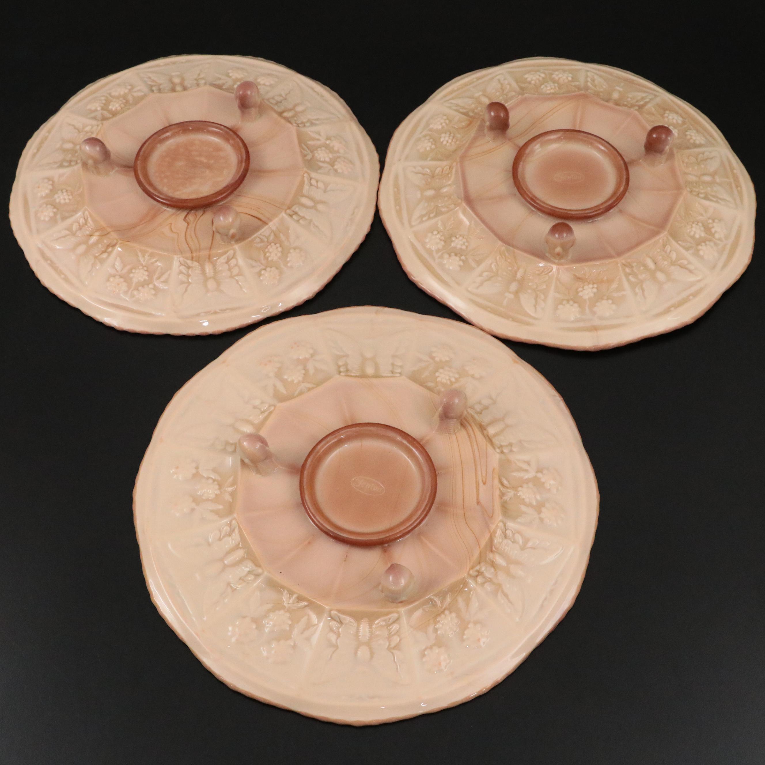 Fenton Chocolate Glass Footed Plates with Certificate from Fenton Museum