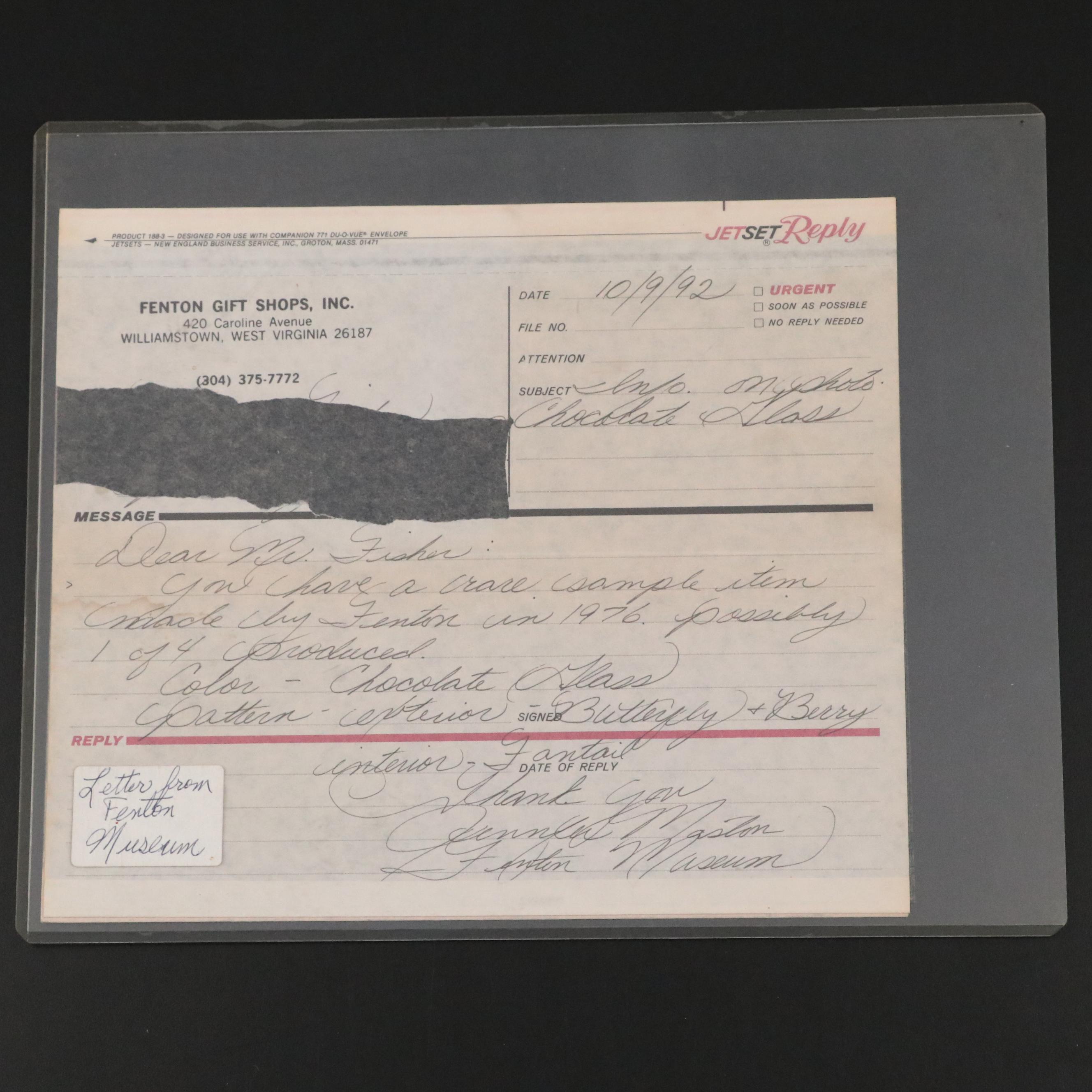 Fenton Chocolate Glass Footed Plates with Certificate from Fenton Museum