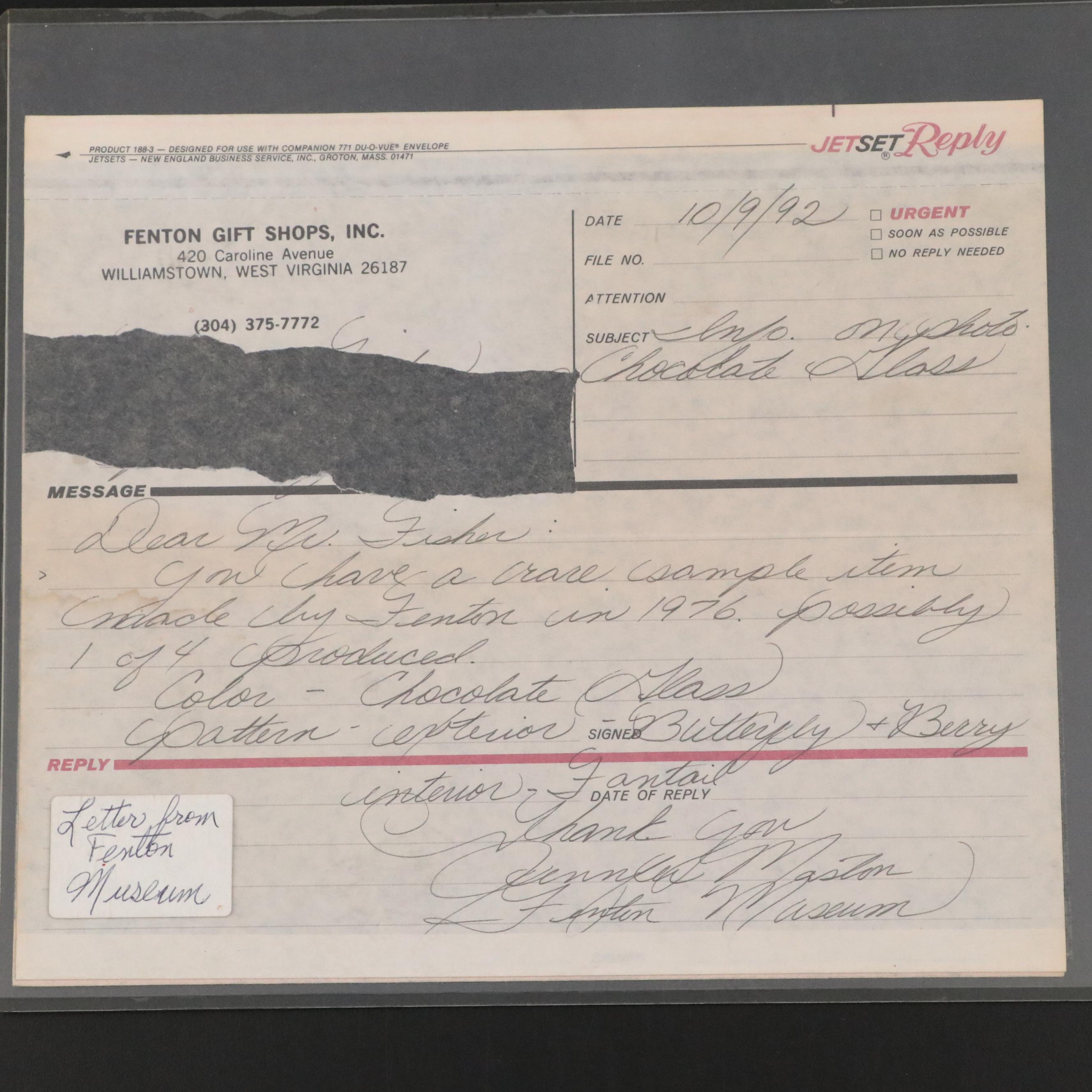 Fenton Chocolate Glass Footed Plates with Certificate from Fenton Museum