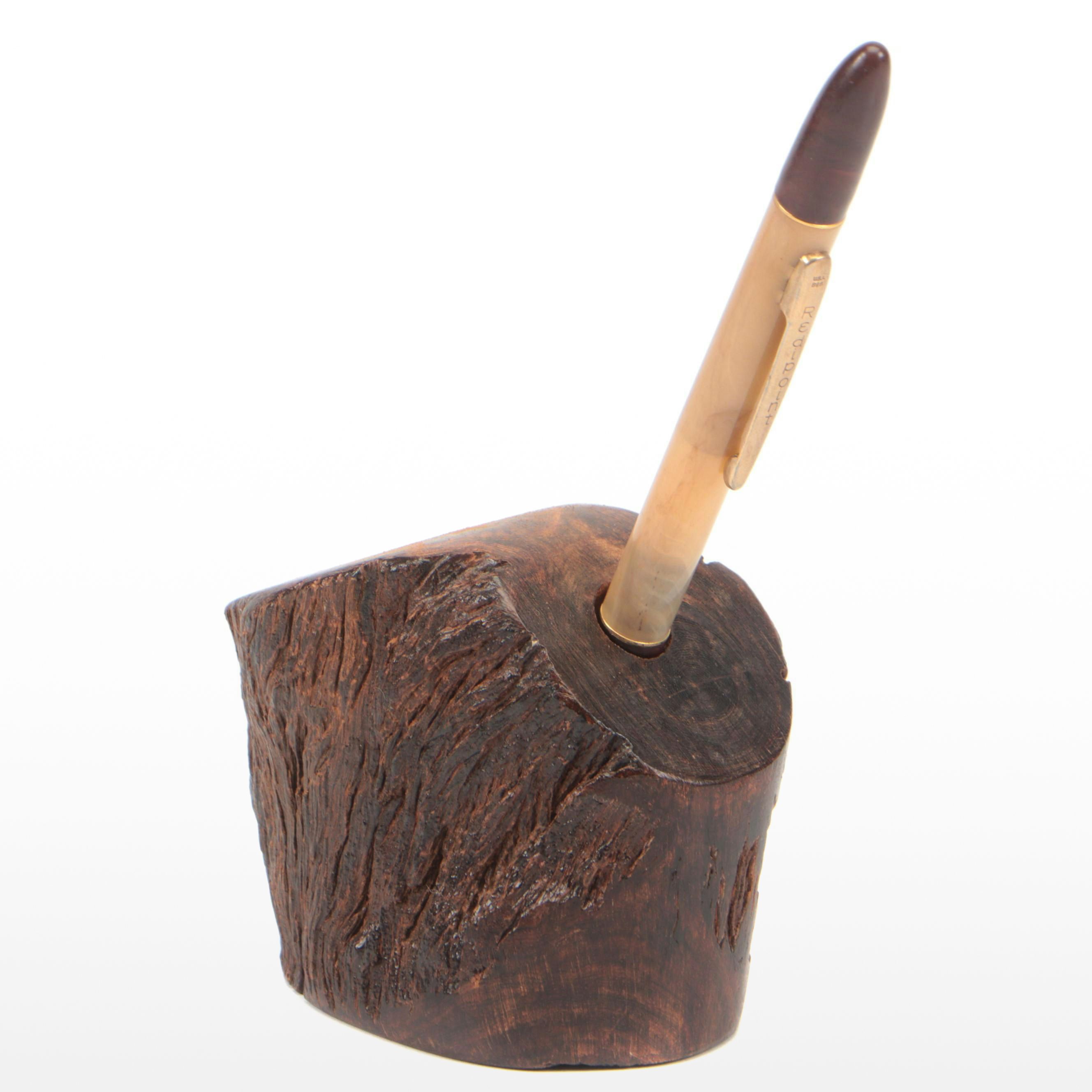 Redipoint Industrial Iron Works Mechanical Pencil with Walnut Burl Wood Penstand