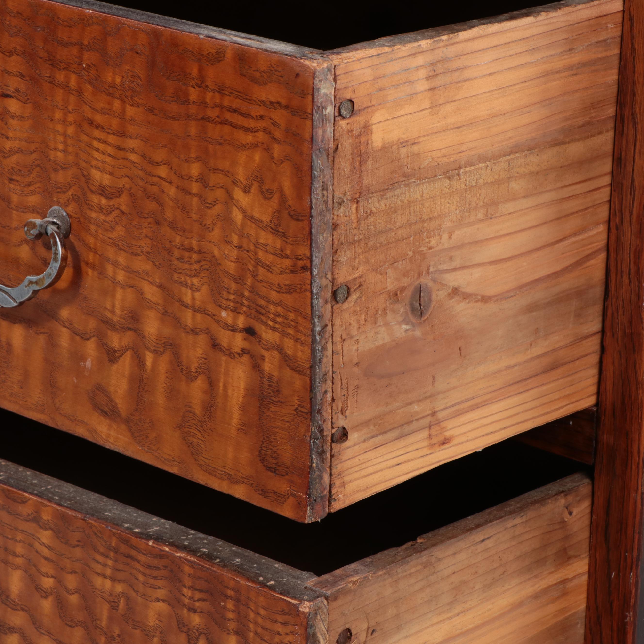 Japanese Oak and Elm Eight-Drawer Cabinet