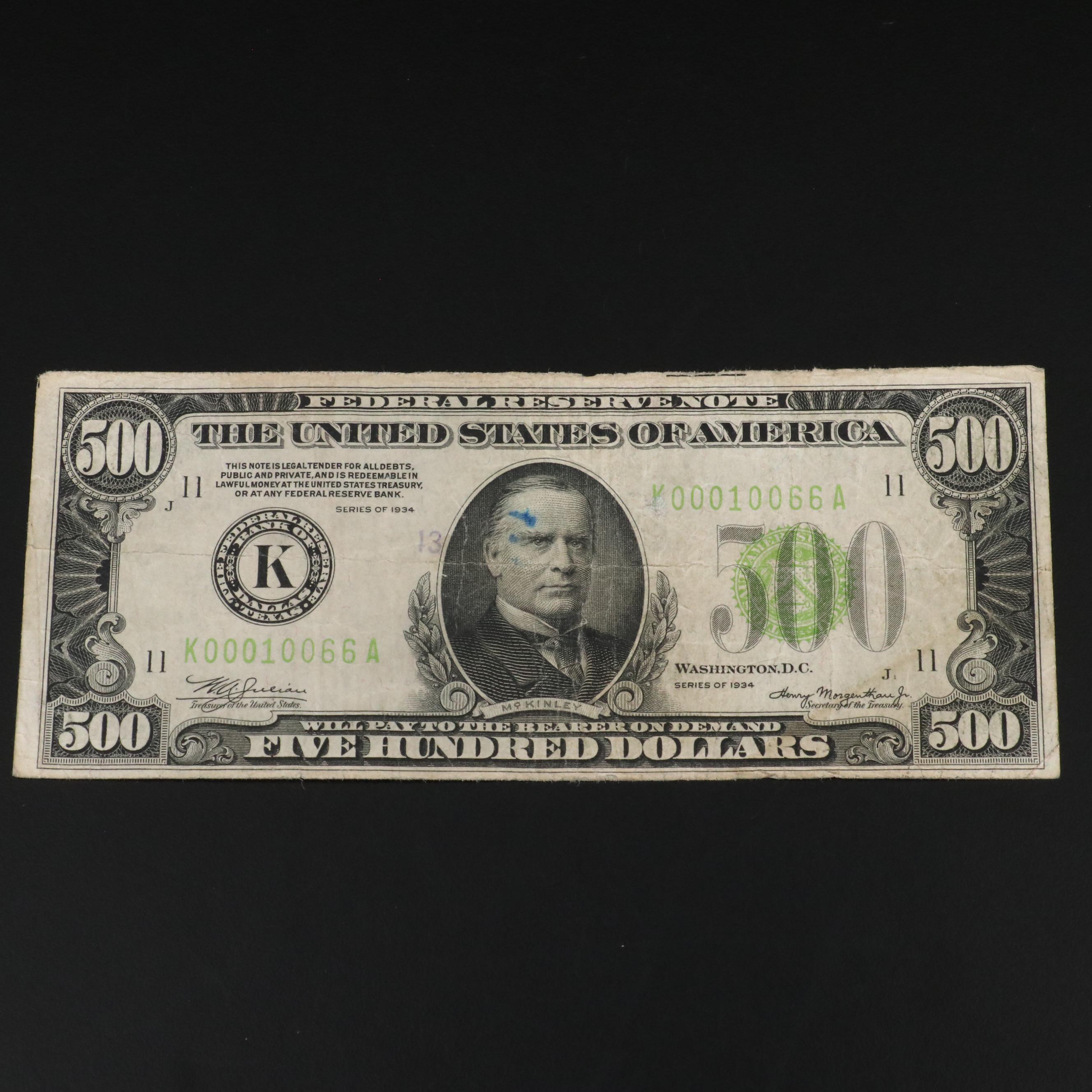 1934  $500 Federal Reserve Currency Note