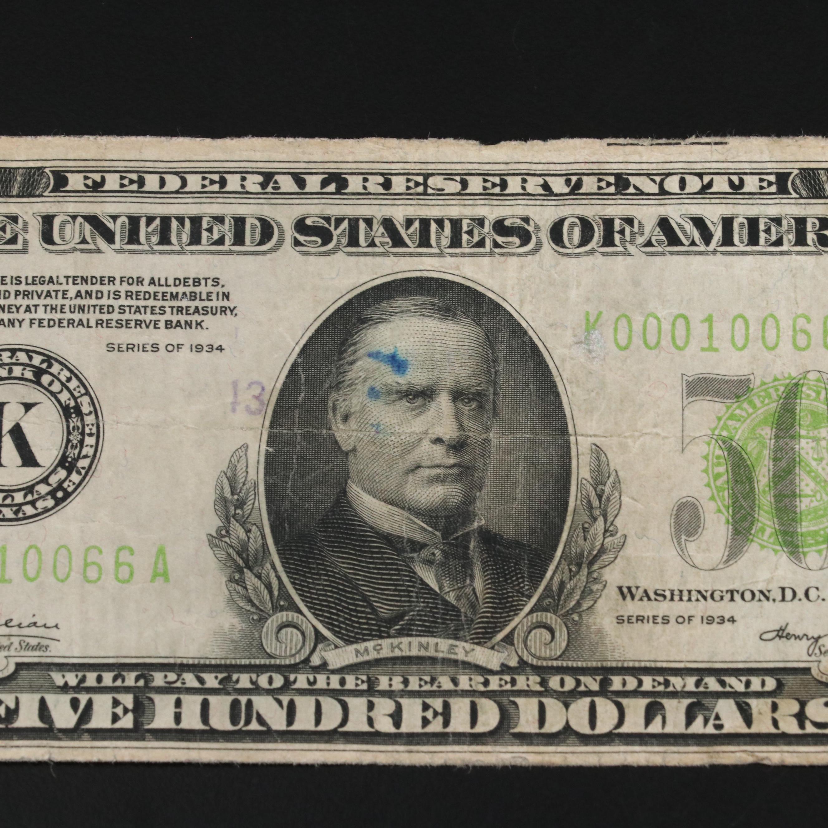 1934  $500 Federal Reserve Currency Note