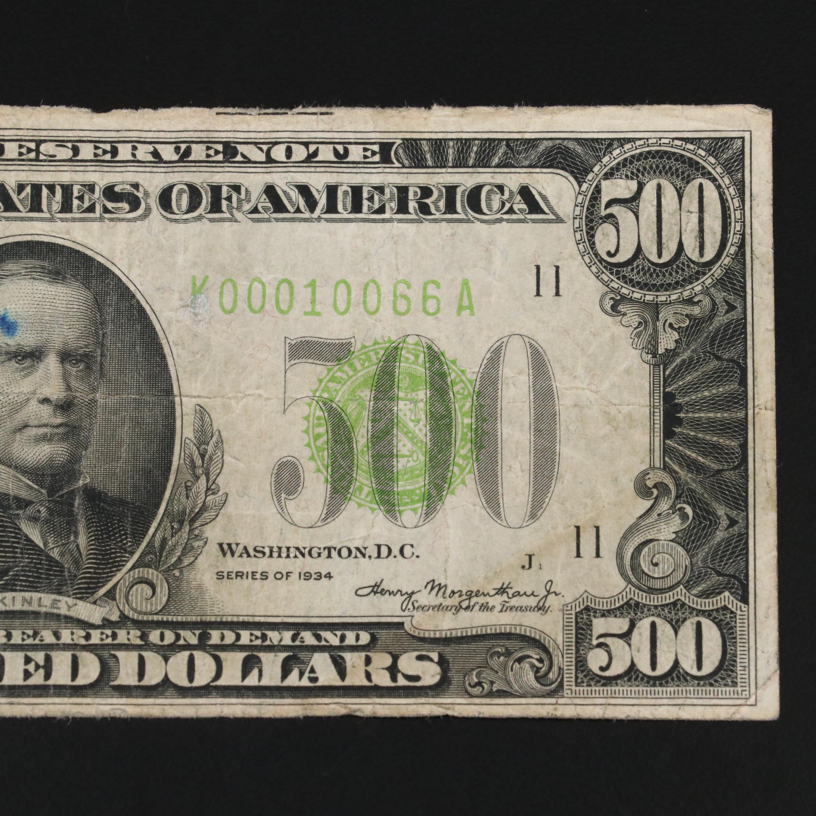 1934  $500 Federal Reserve Currency Note