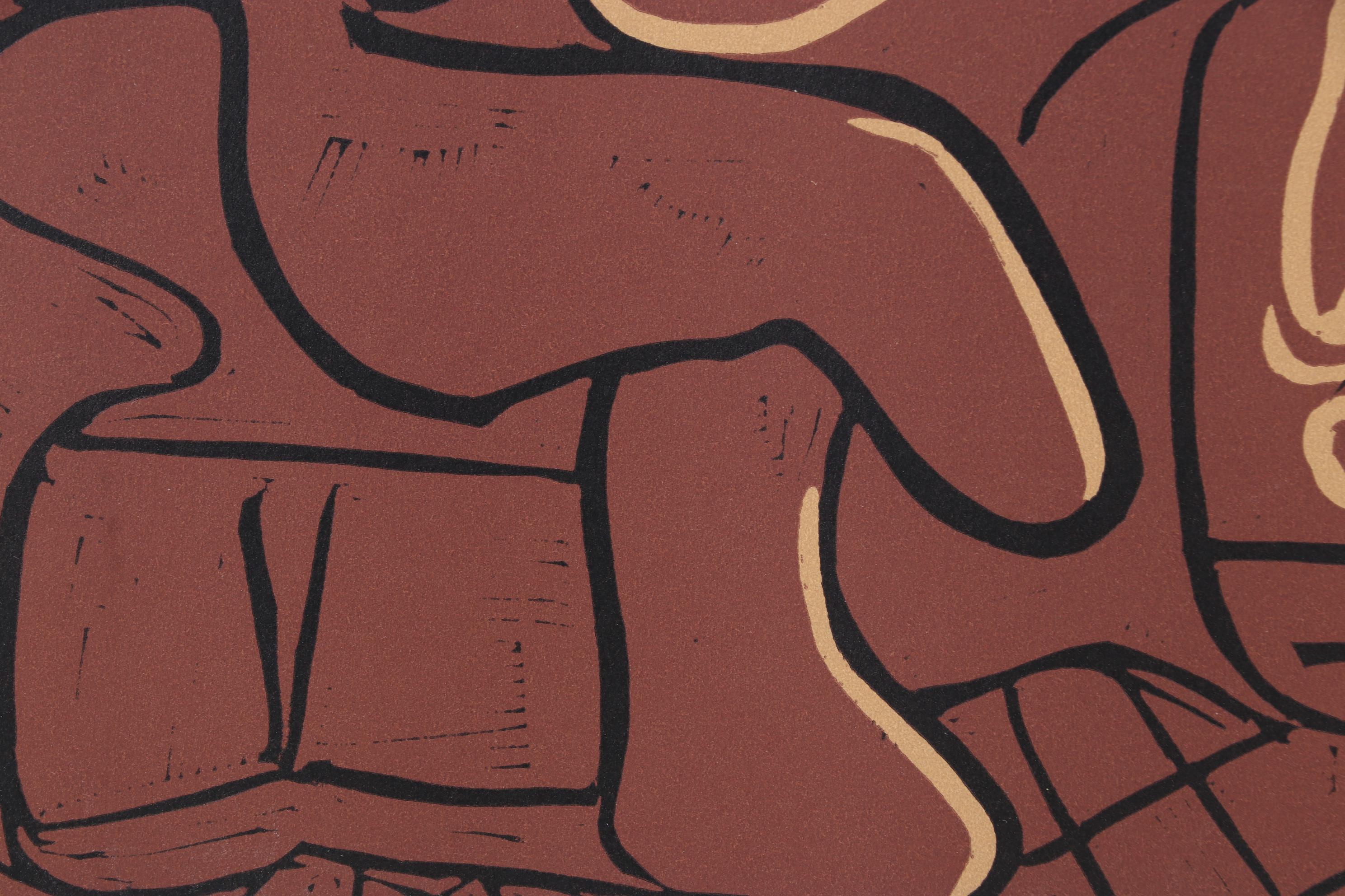 Pablo Picasso Linocut "Guitar Player and Seated Woman," 1962