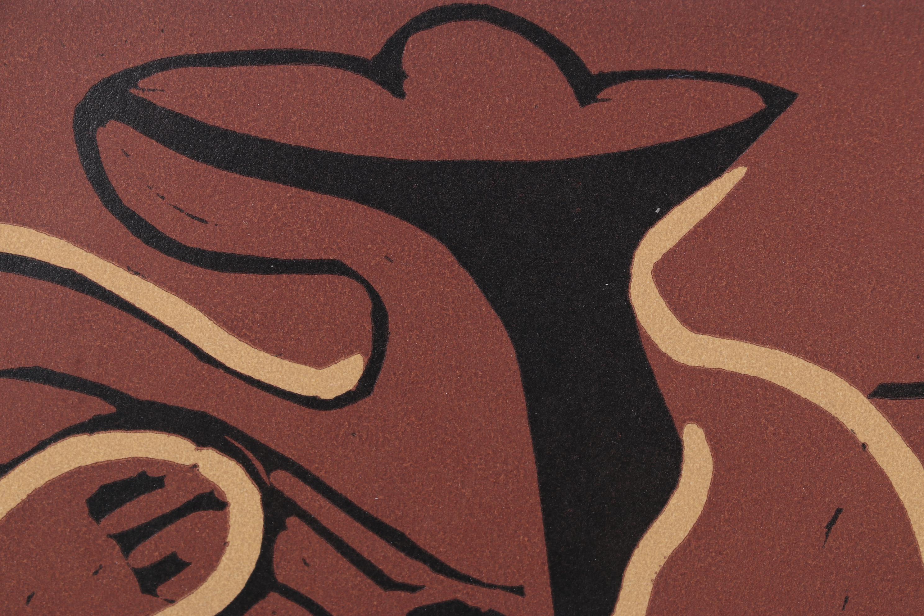 Pablo Picasso Linocut "Guitar Player and Seated Woman," 1962