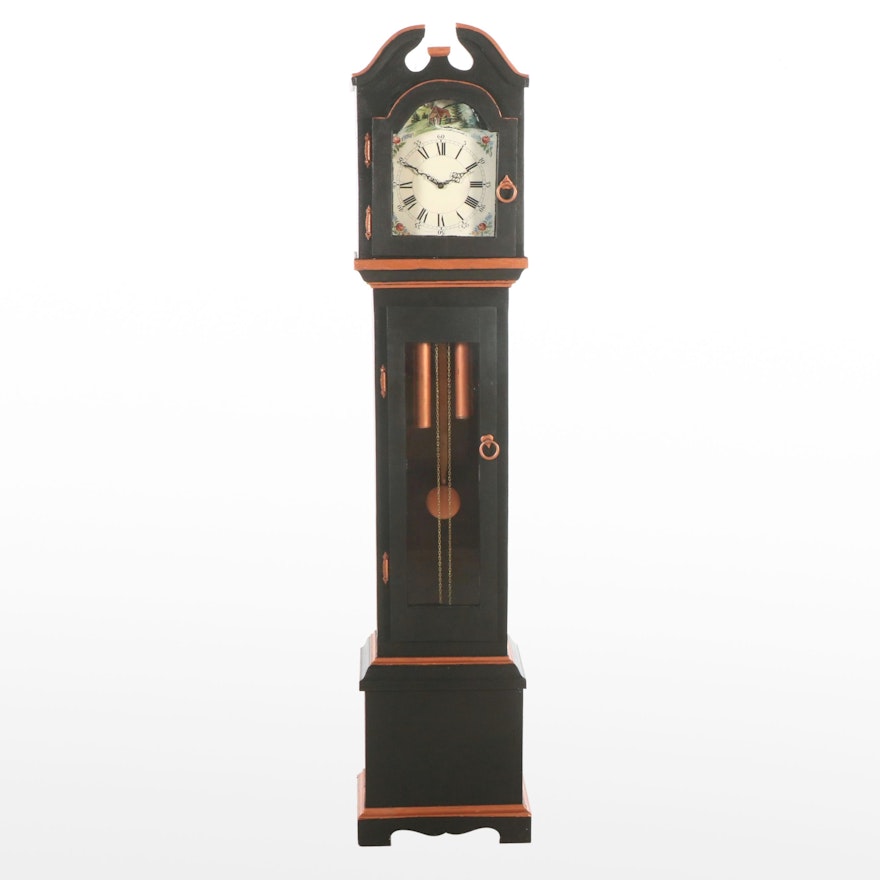Paint Decorated German Grandfather Clock, 20th Century