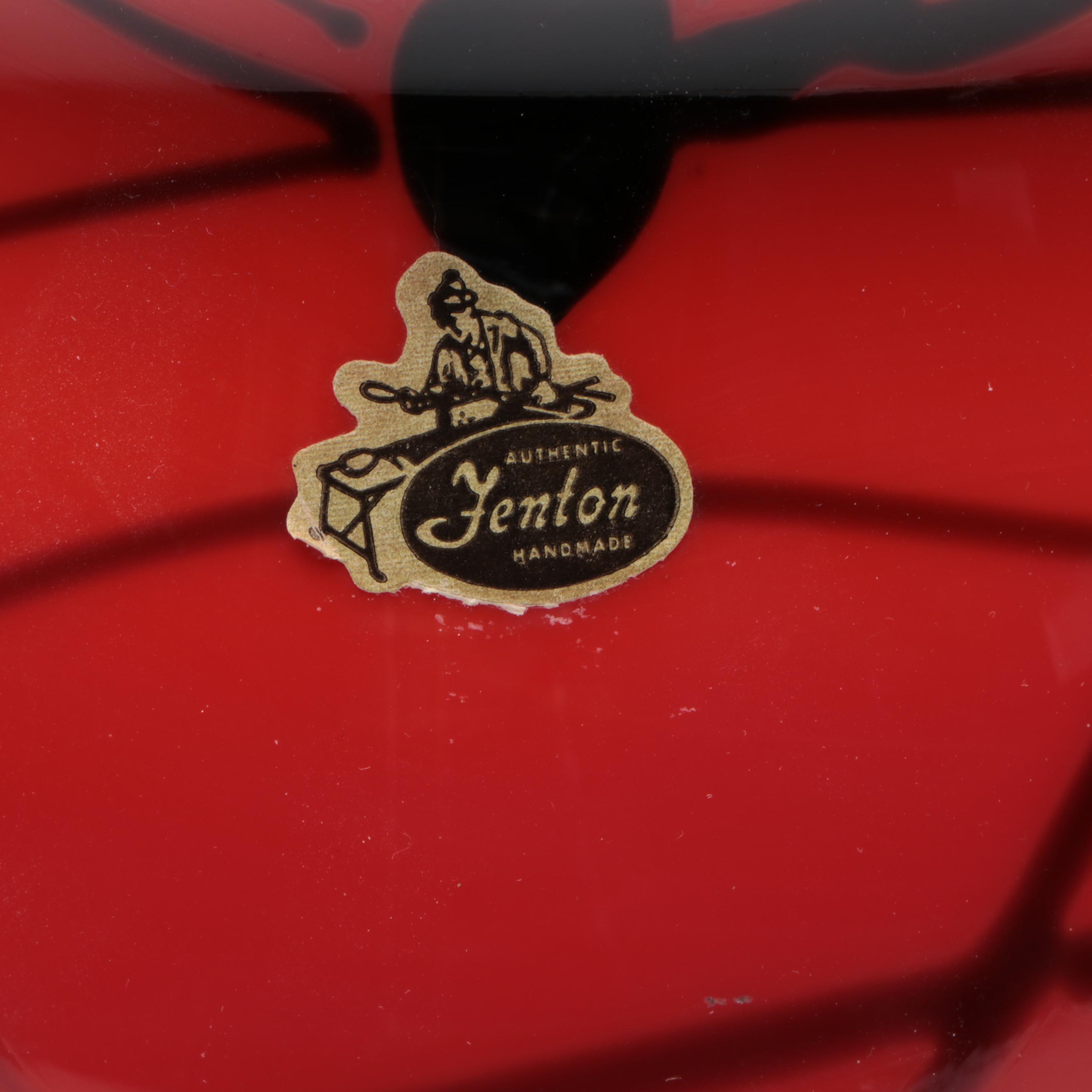 Fenton "Hanging Heart Bittersweet" Blown Art Glass Vase