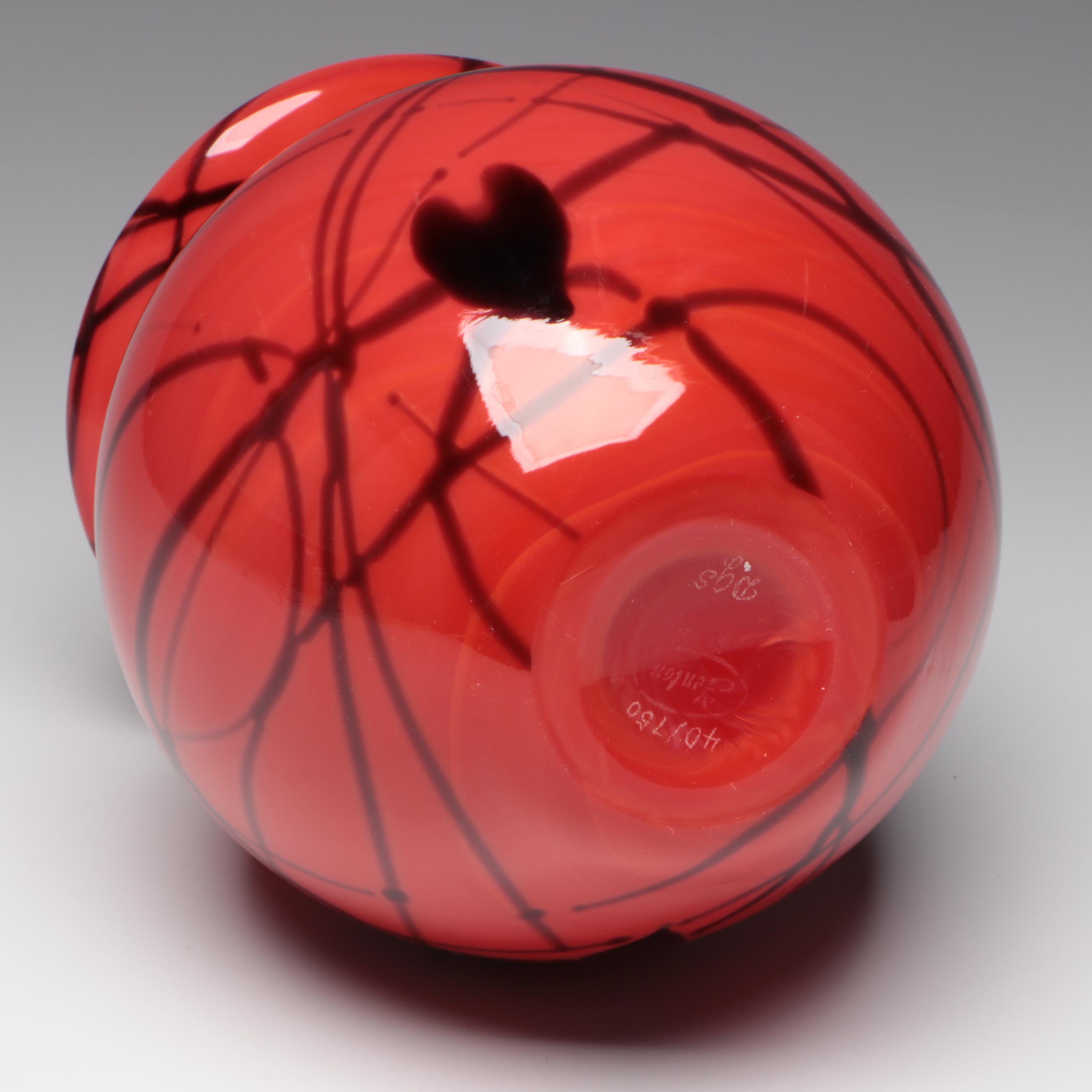 Fenton "Hanging Heart Bittersweet" Blown Art Glass Vase