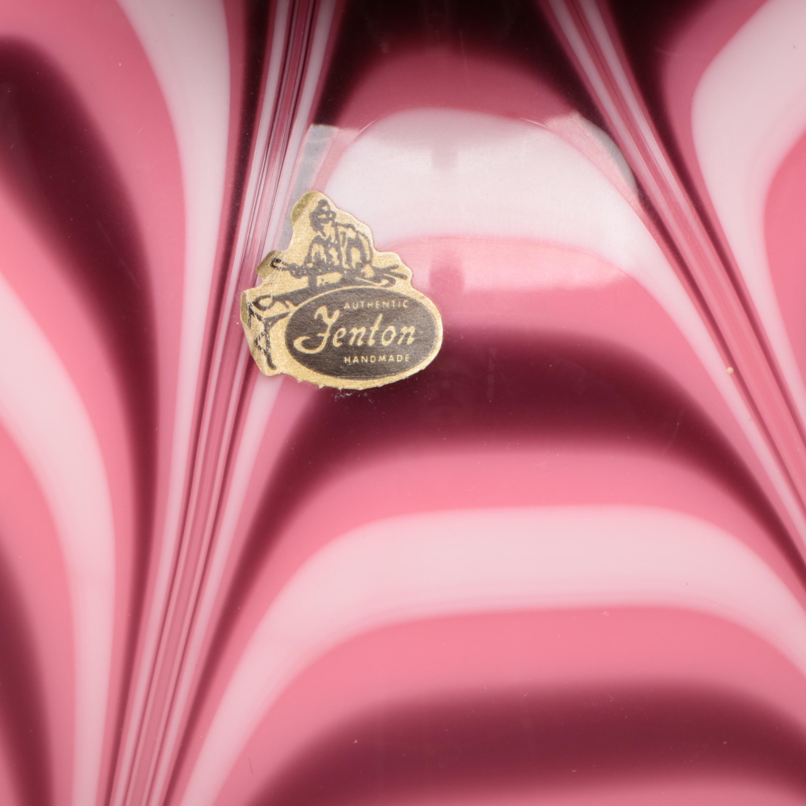 Robert Barber for Fenton L/E Pulled Feather Hyacinth Glass Vase