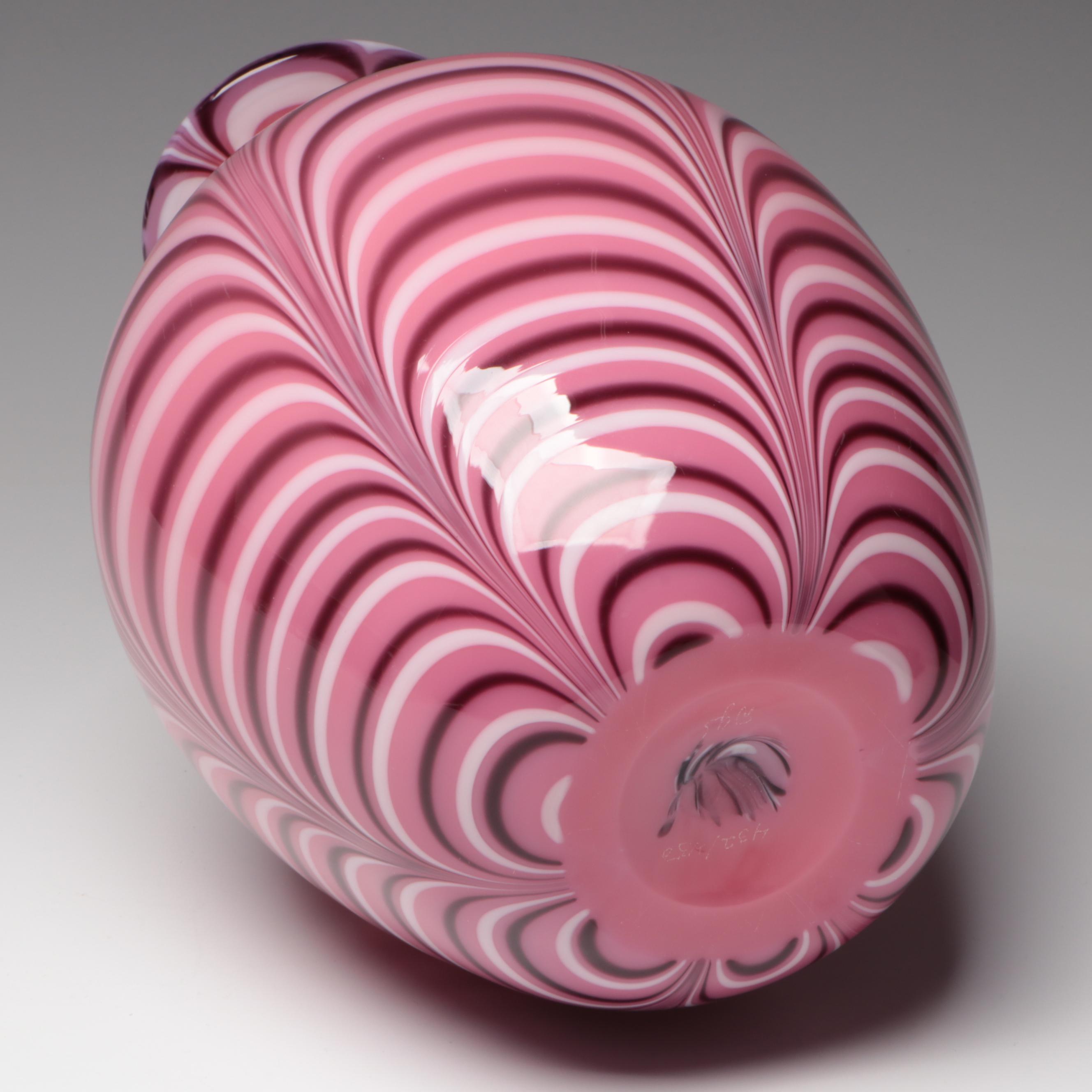 Robert Barber for Fenton L/E Pulled Feather Hyacinth Glass Vase