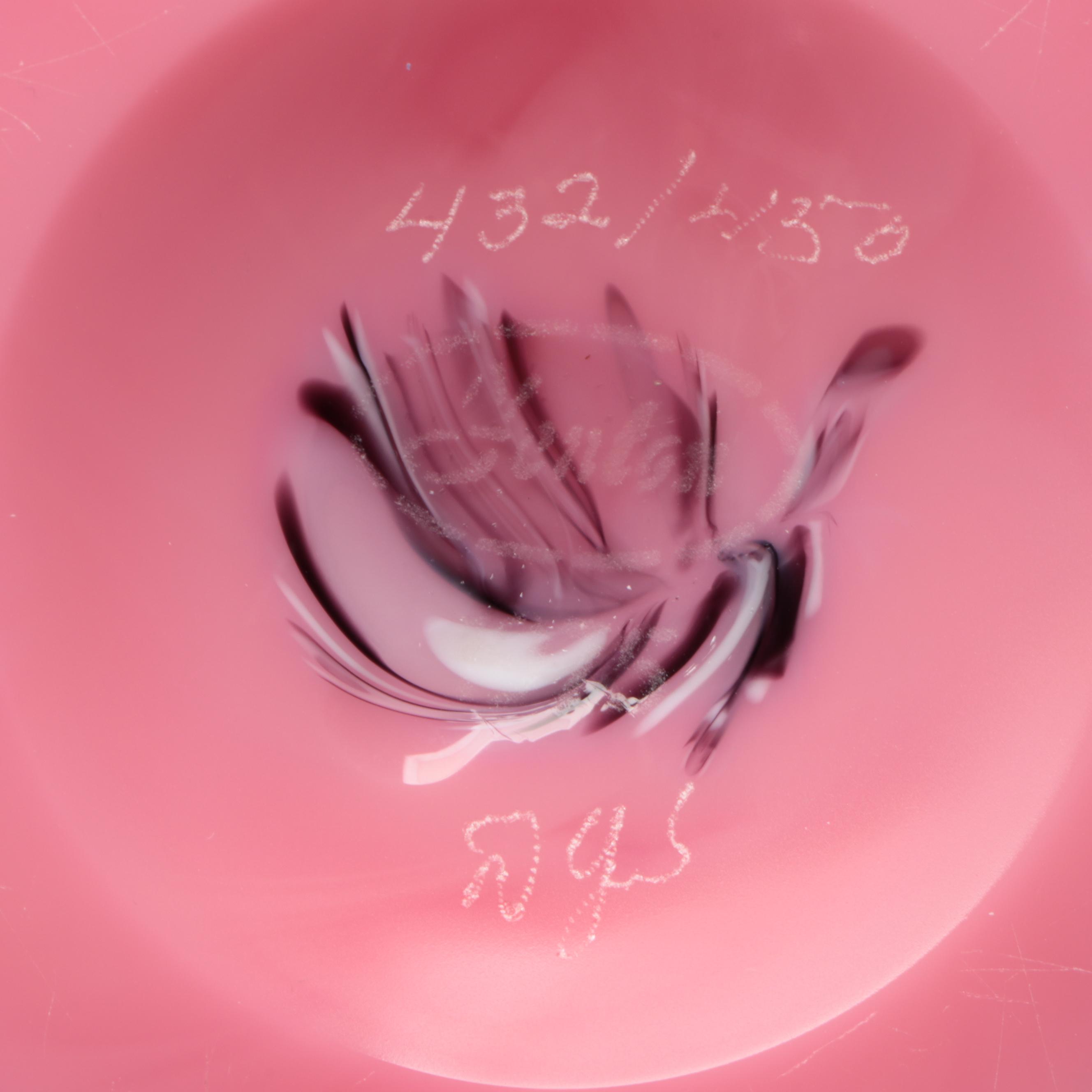 Robert Barber for Fenton L/E Pulled Feather Hyacinth Glass Vase