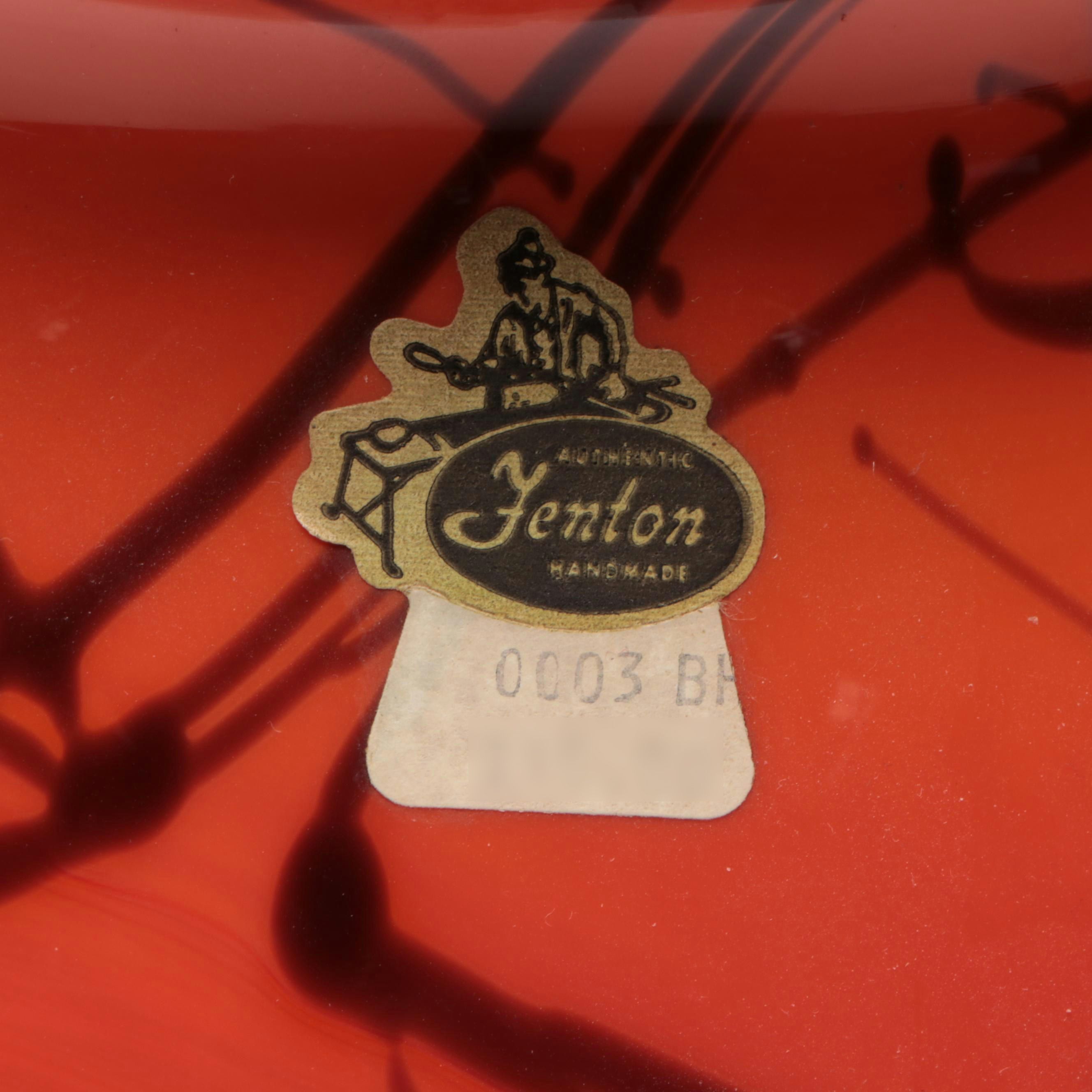 Fenton "Hanging Heart Bittersweet" Signed Limited Edition Blown Glass Vase, 1975