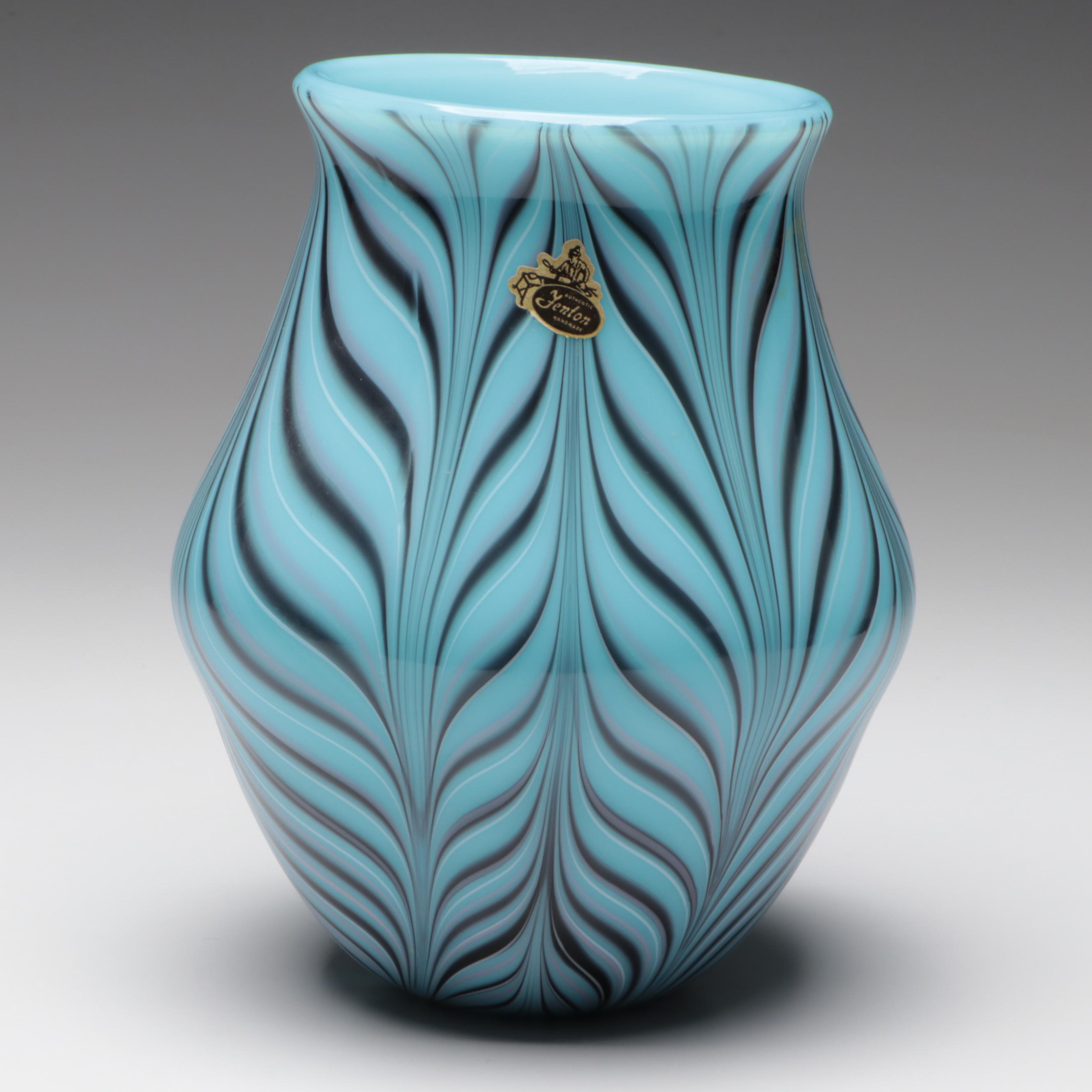 Fenton Pulled Feather Robert Barber Collection Glass Vase