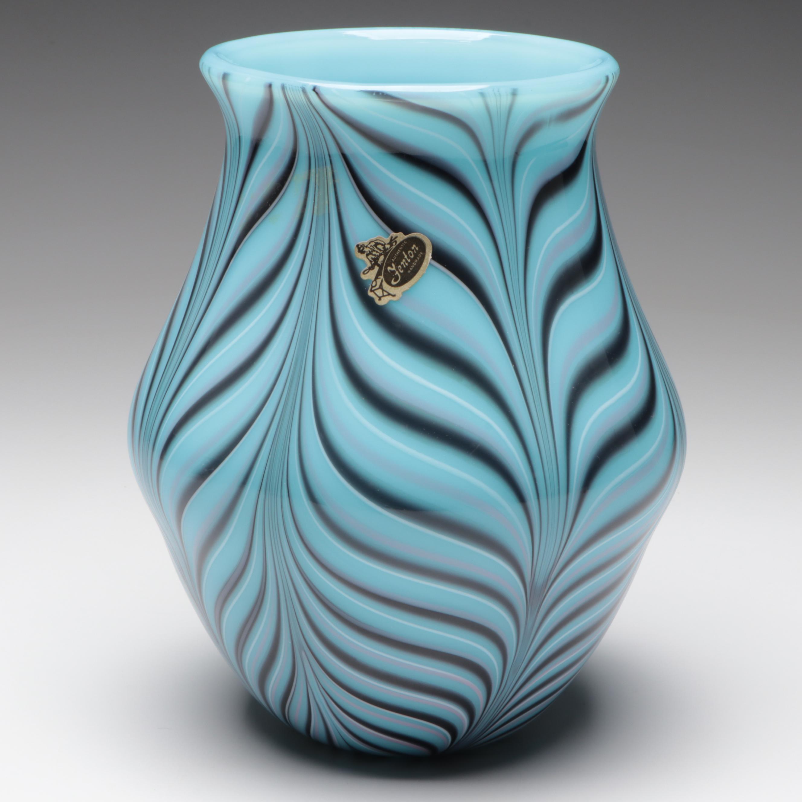 Fenton Pulled Feather Robert Barber Collection Glass Vase