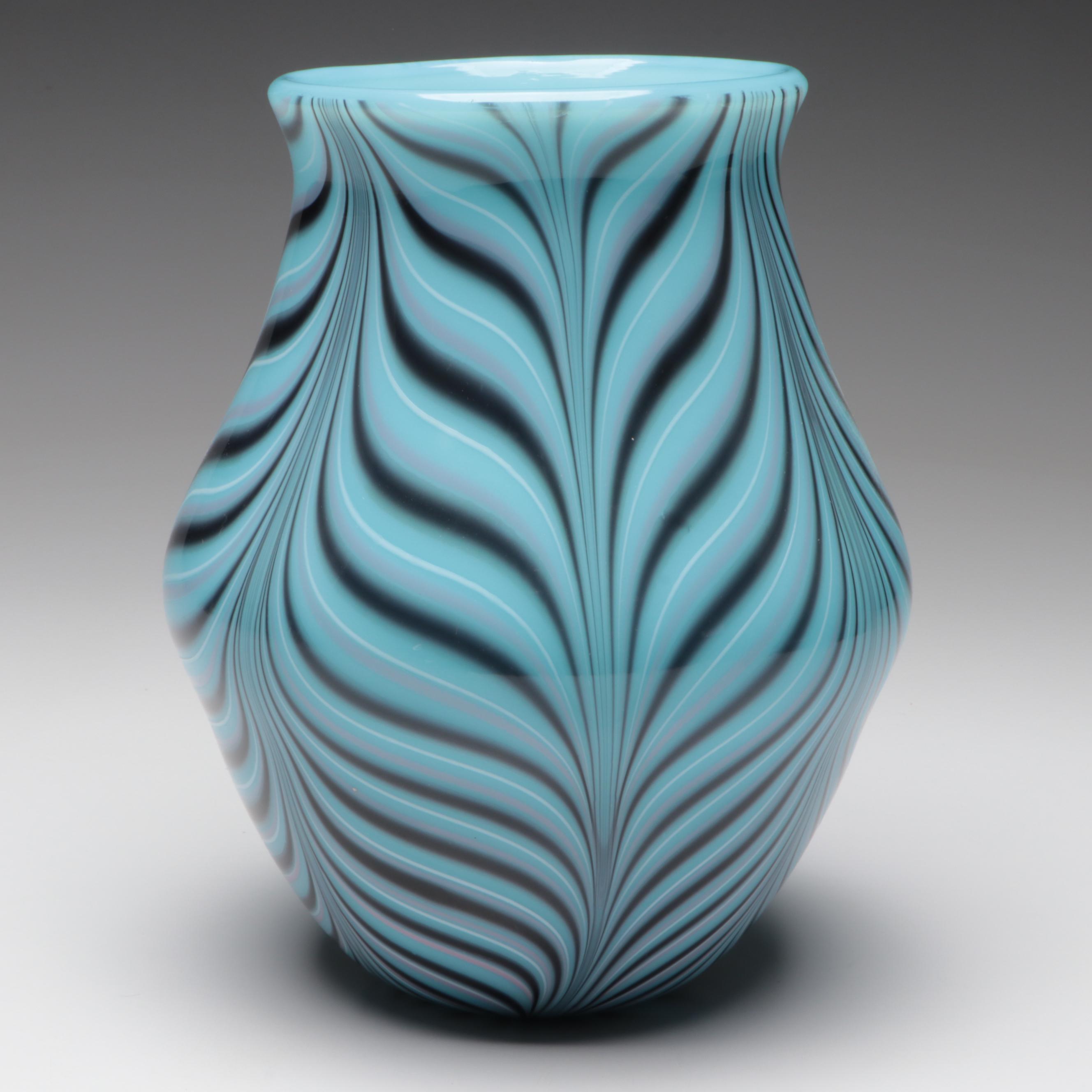 Fenton Pulled Feather Robert Barber Collection Glass Vase