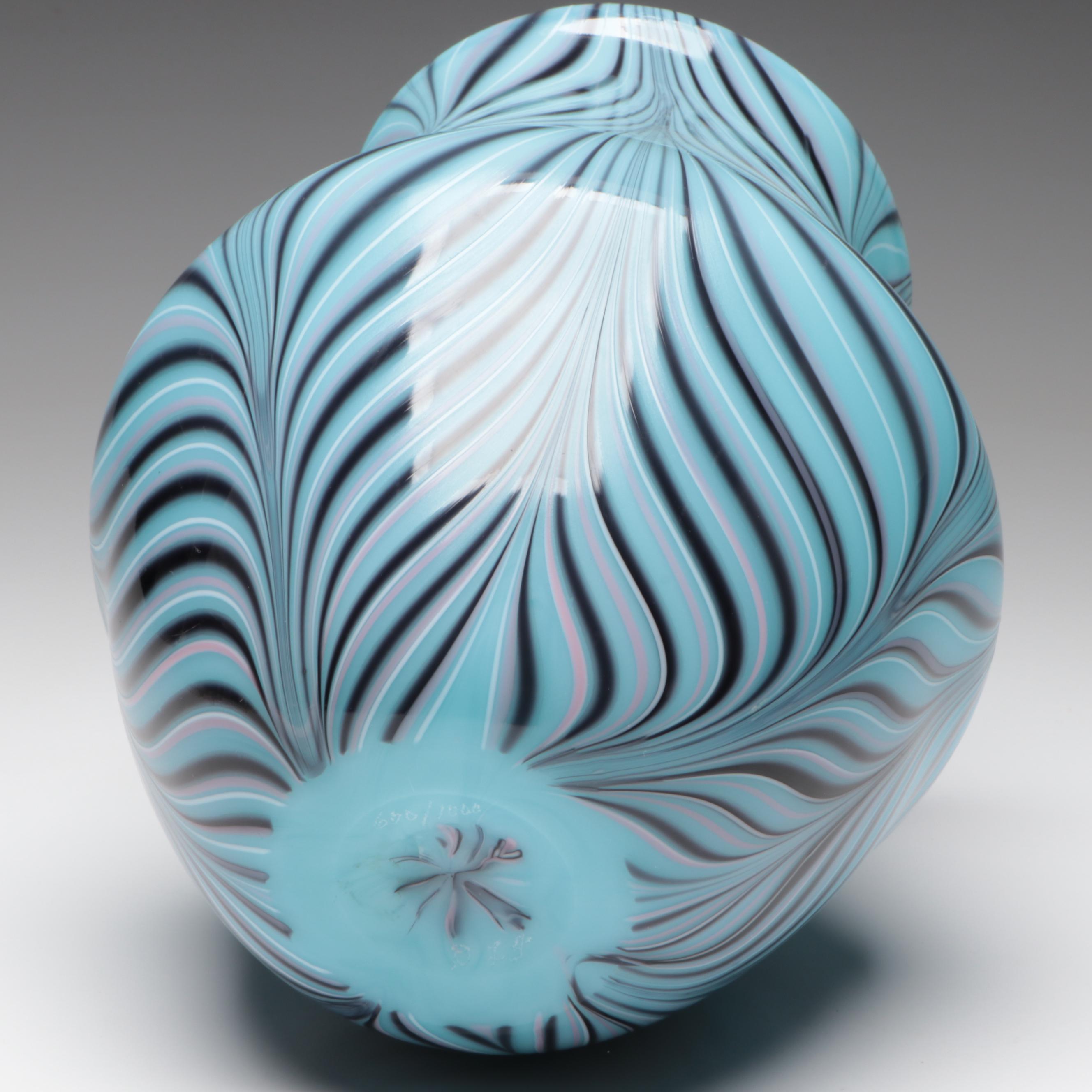 Fenton Pulled Feather Robert Barber Collection Glass Vase