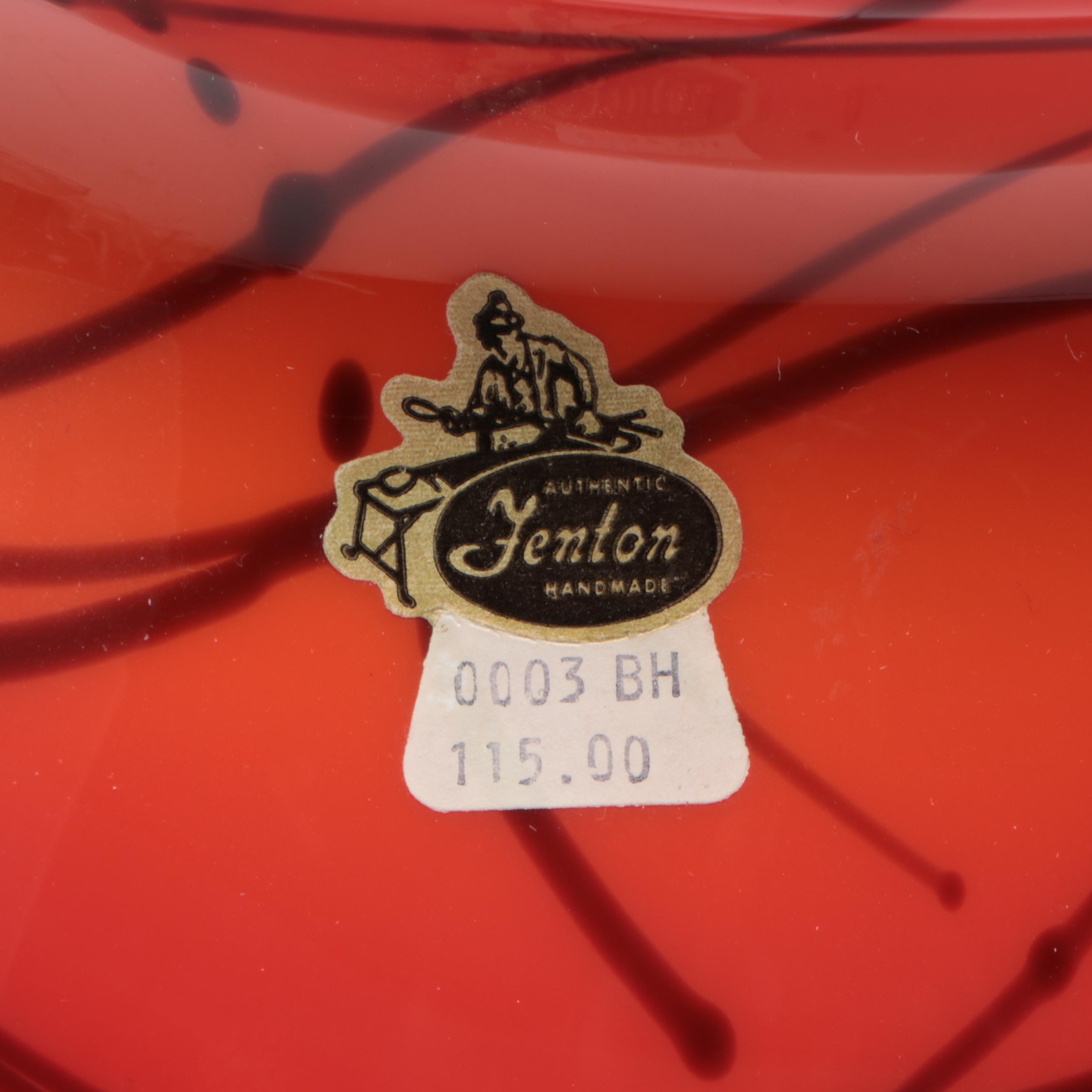 Fenton "Hanging Heart Bittersweet" Blown Art Glass Vase