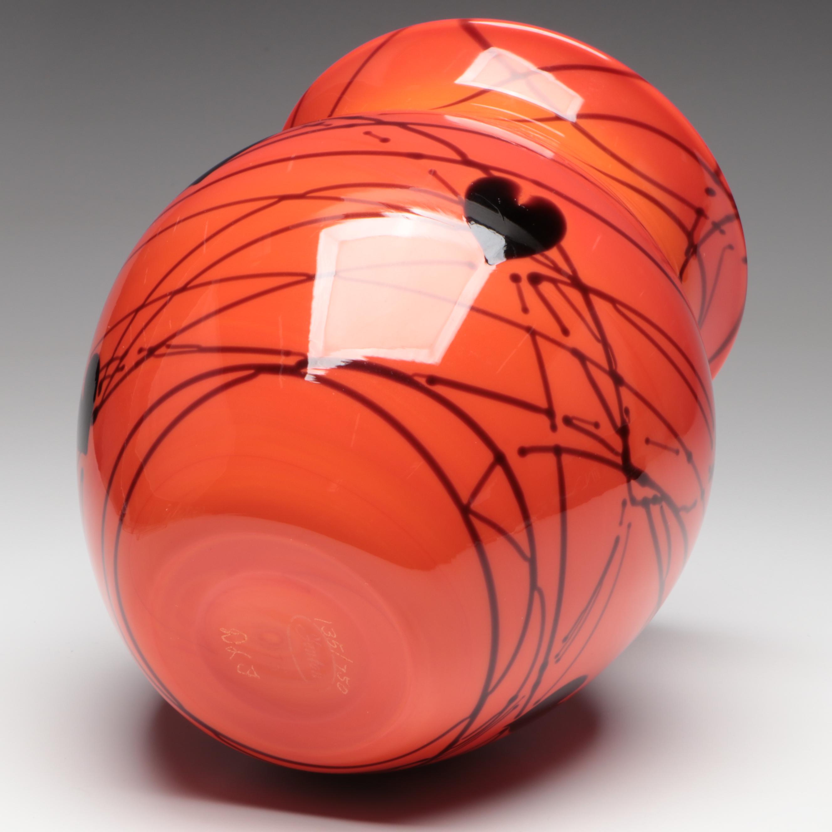 Fenton "Hanging Heart Bittersweet" Blown Art Glass Vase