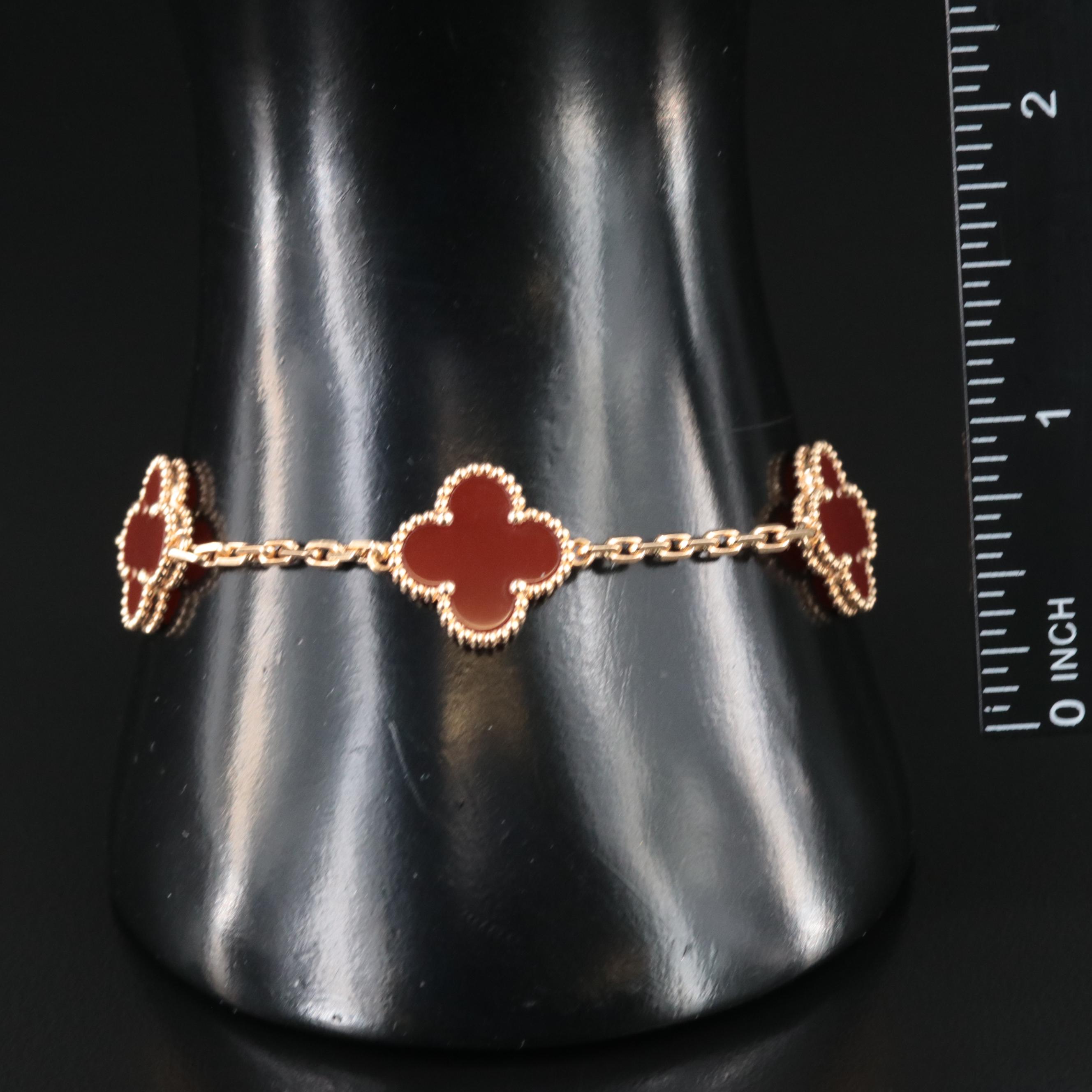 Van Cleef & Arpels 18K Carnelian Alhambra Bracelet