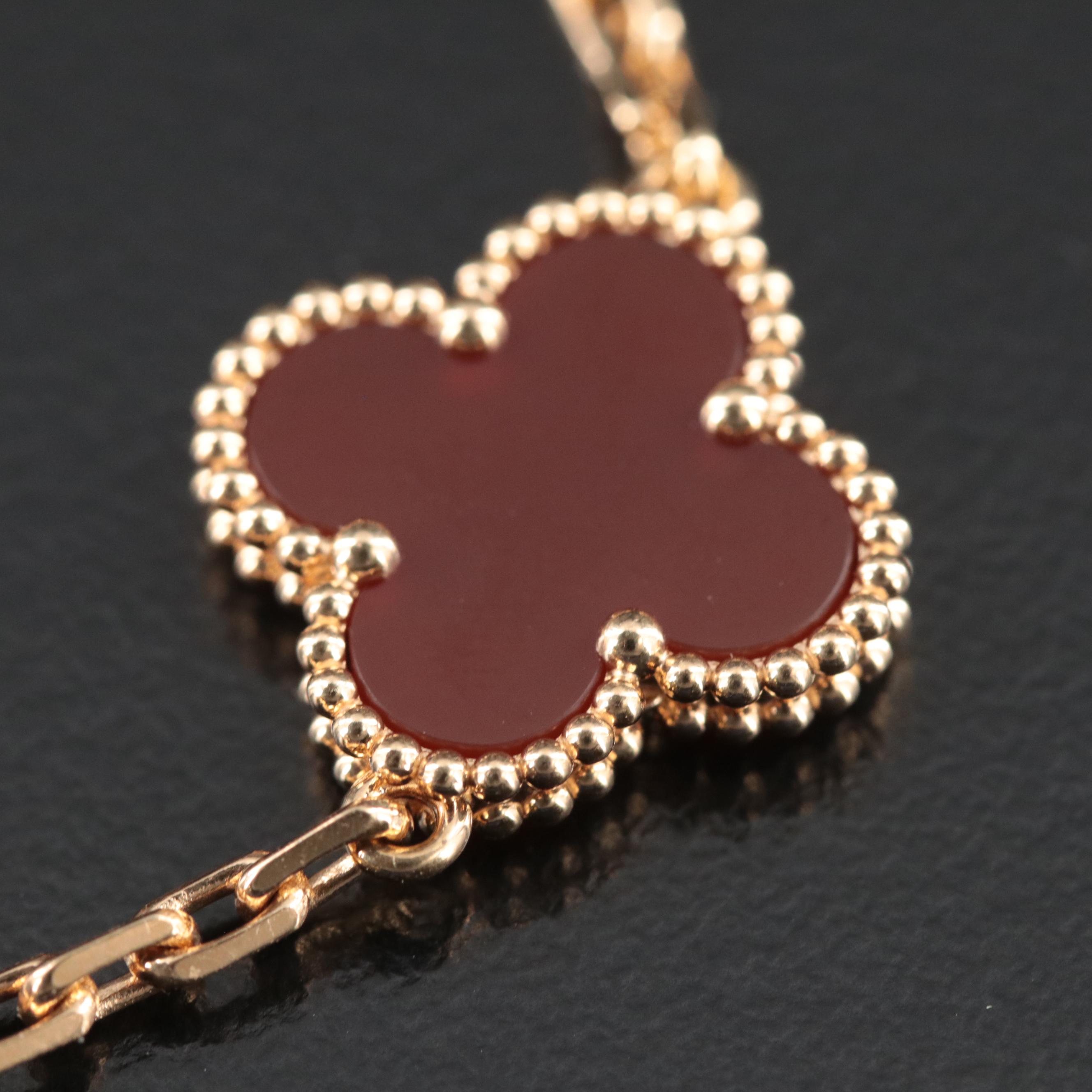 Van Cleef & Arpels 18K Carnelian Alhambra Bracelet