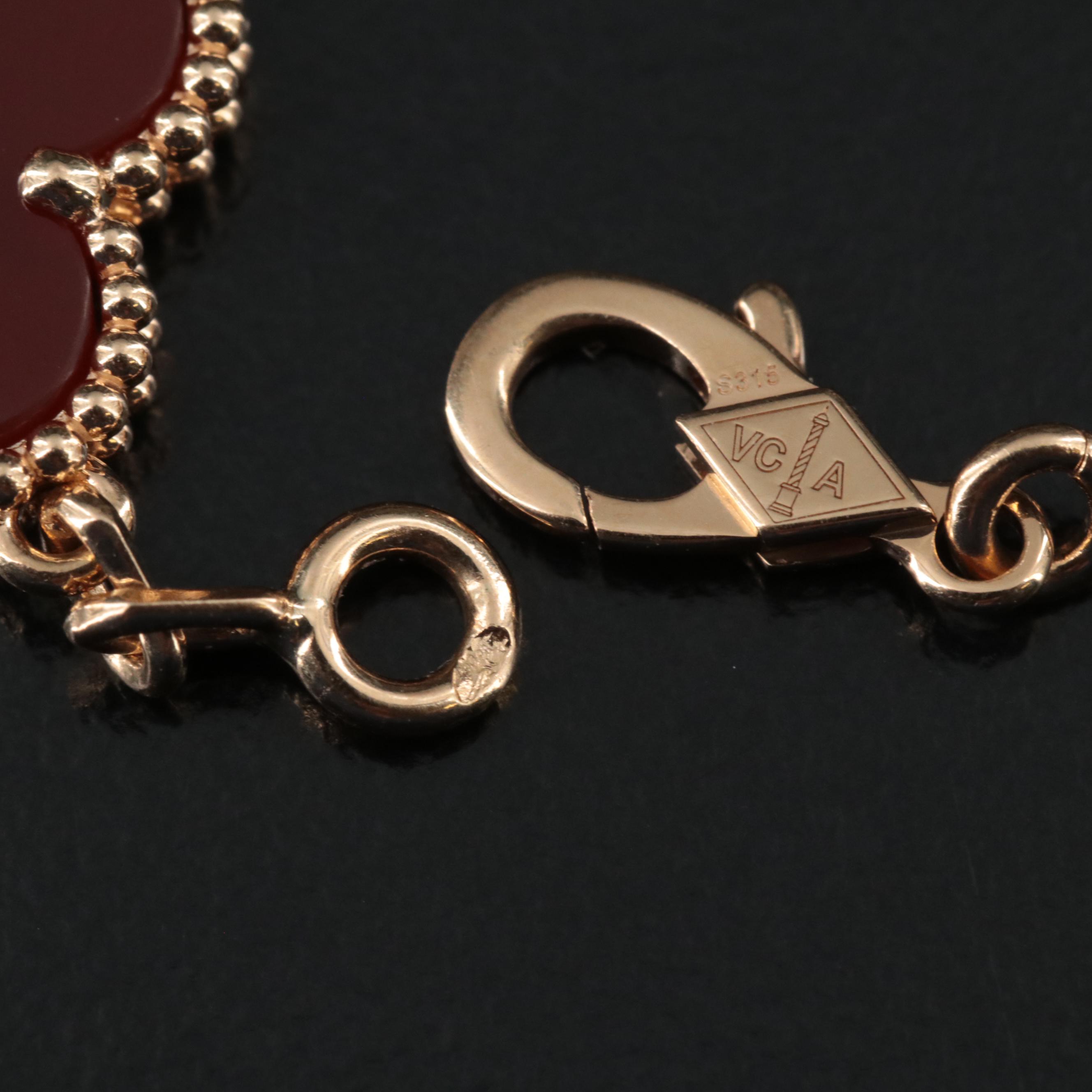 Van Cleef & Arpels 18K Carnelian Alhambra Bracelet