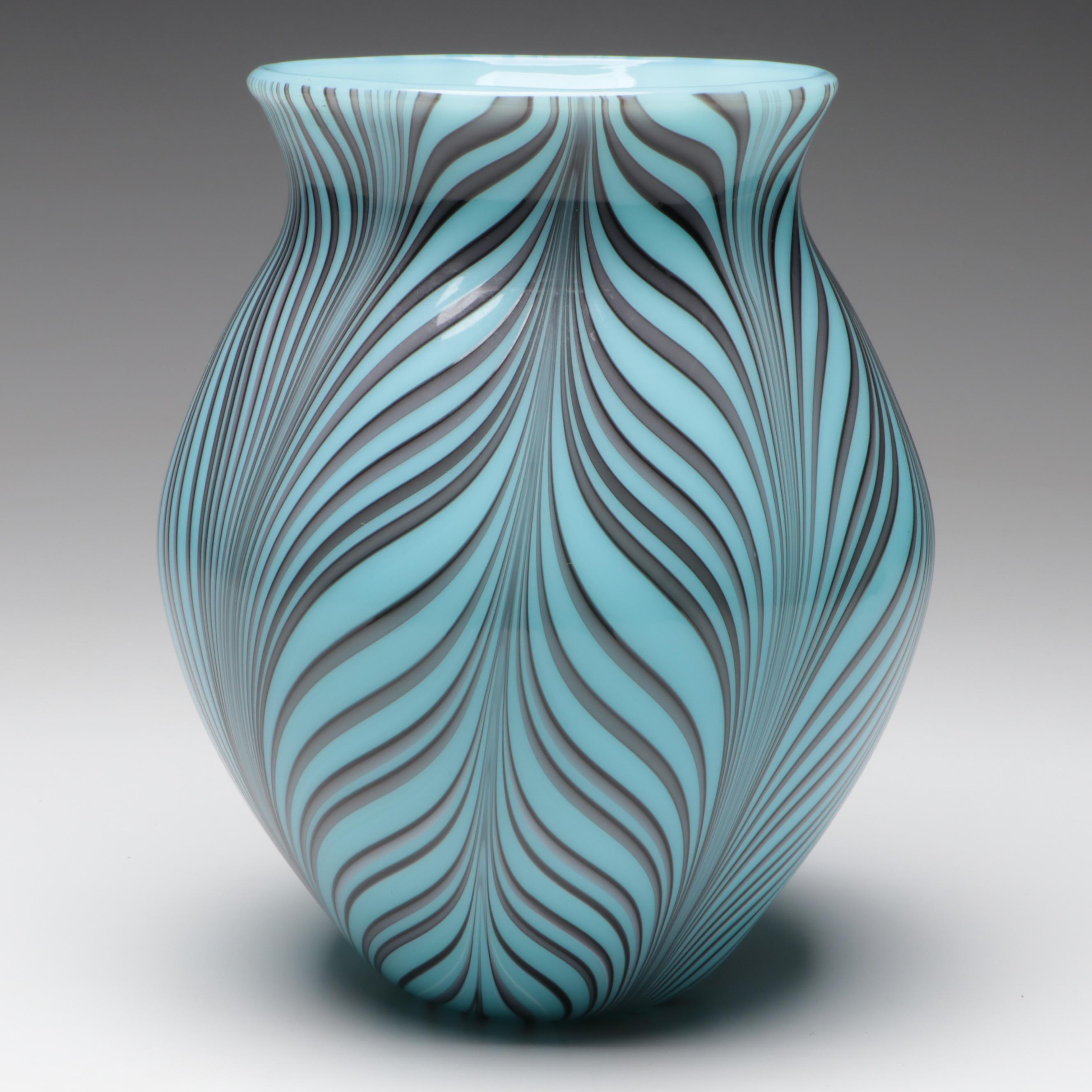 Fenton Pulled Feather Robert Barber Collection Glass Vase