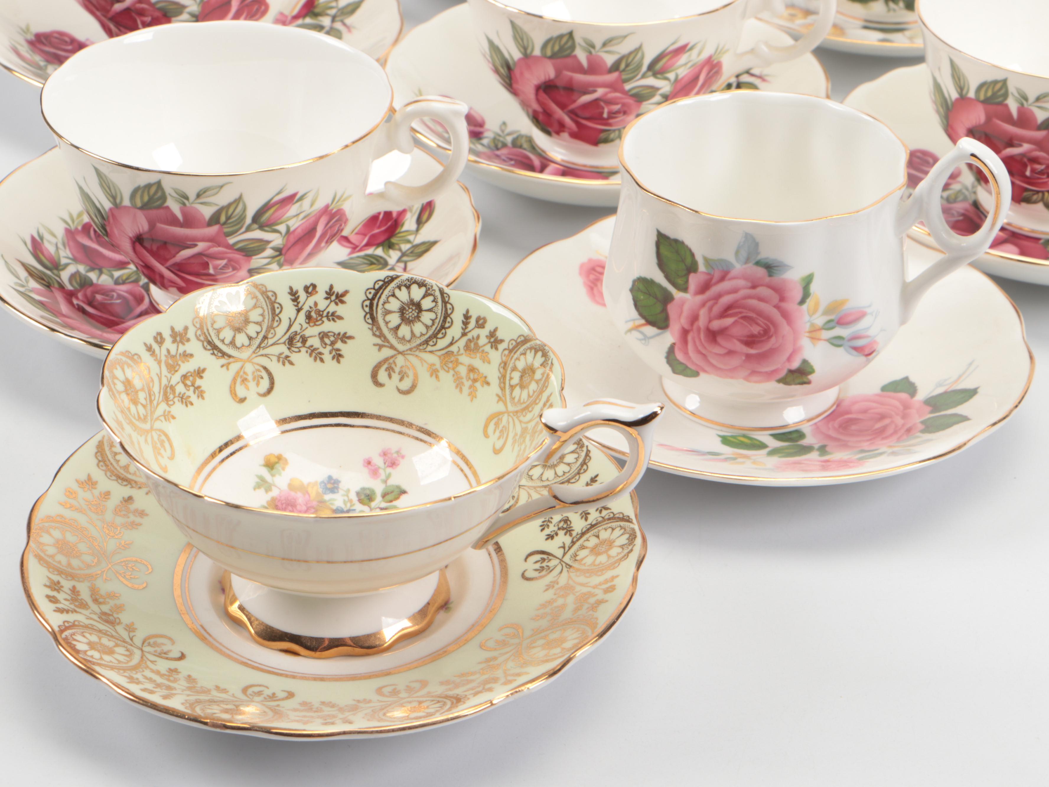 Crown Staffordshire and Royal Dover China English Bone China Teacups and Saucers