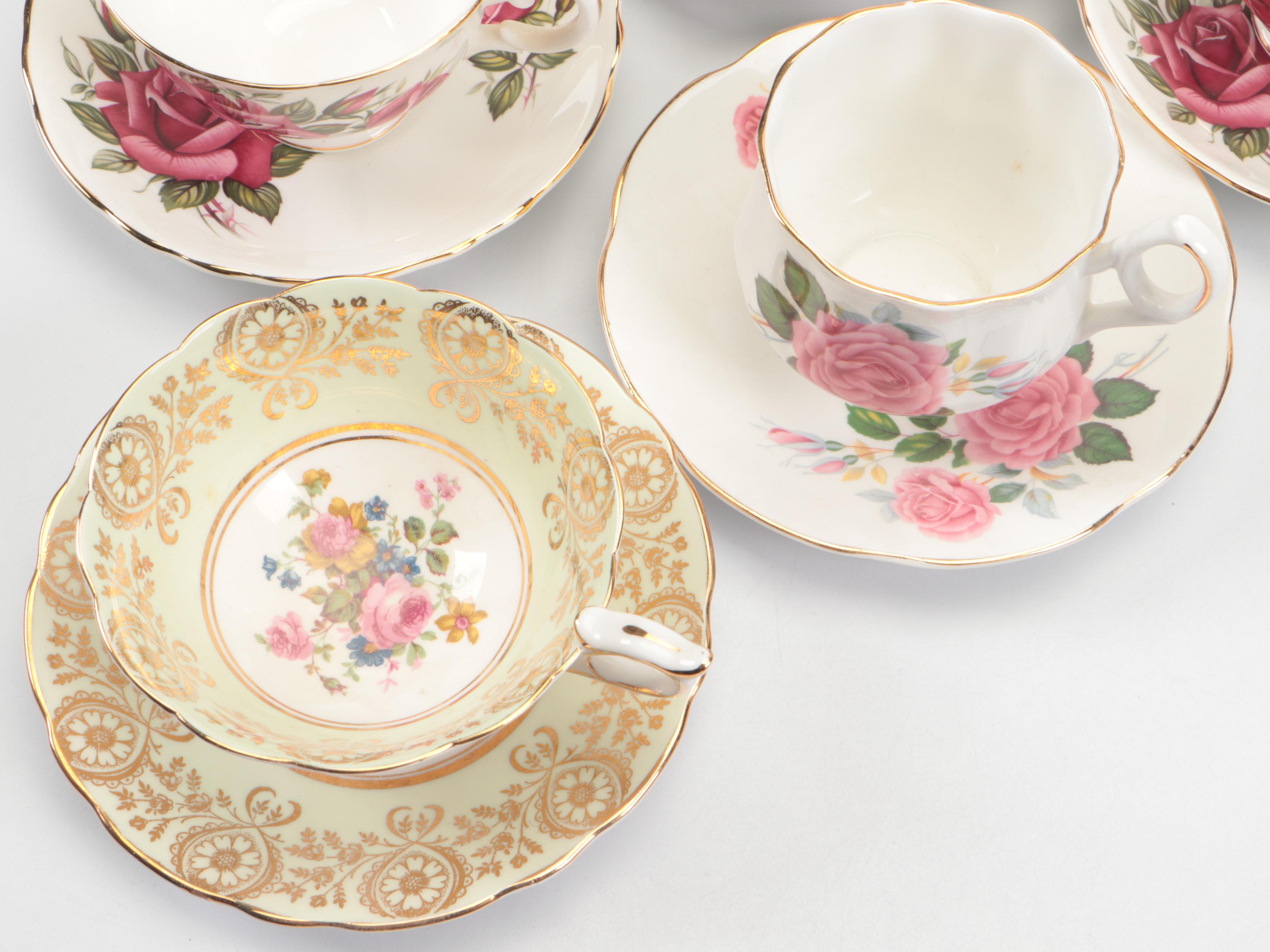 Crown Staffordshire and Royal Dover China English Bone China Teacups and Saucers