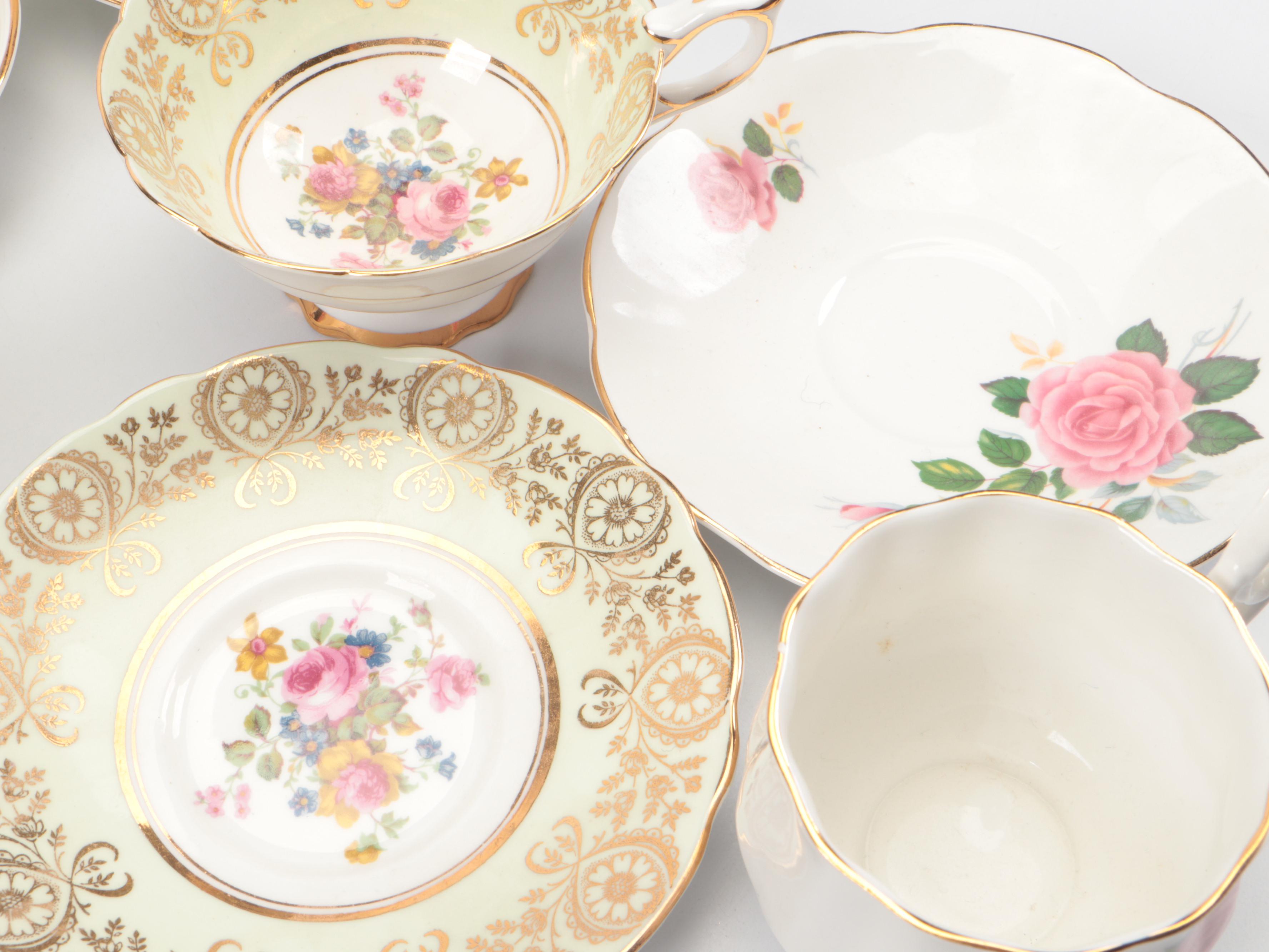 Crown Staffordshire and Royal Dover China English Bone China Teacups and Saucers