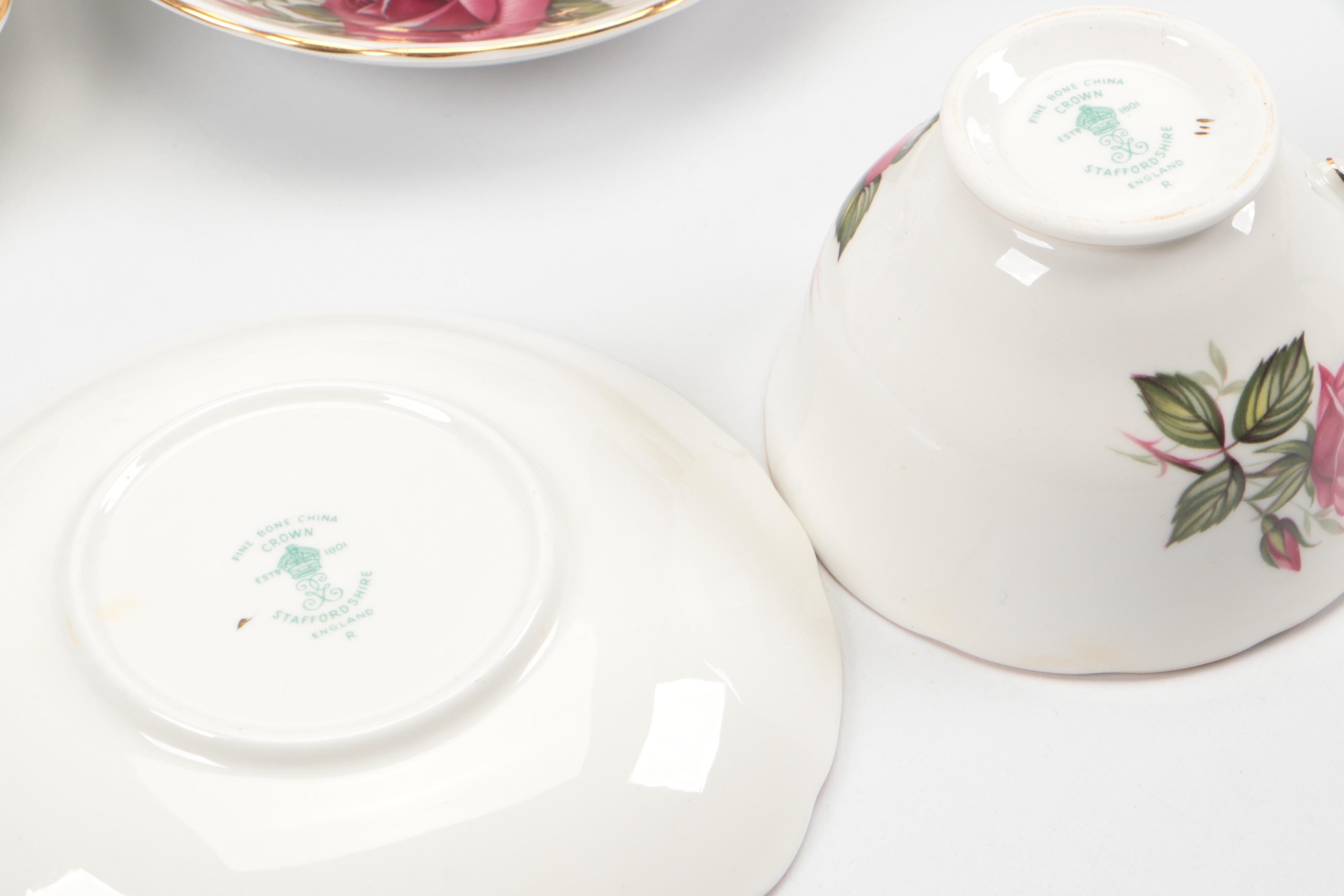 Crown Staffordshire and Royal Dover China English Bone China Teacups and Saucers