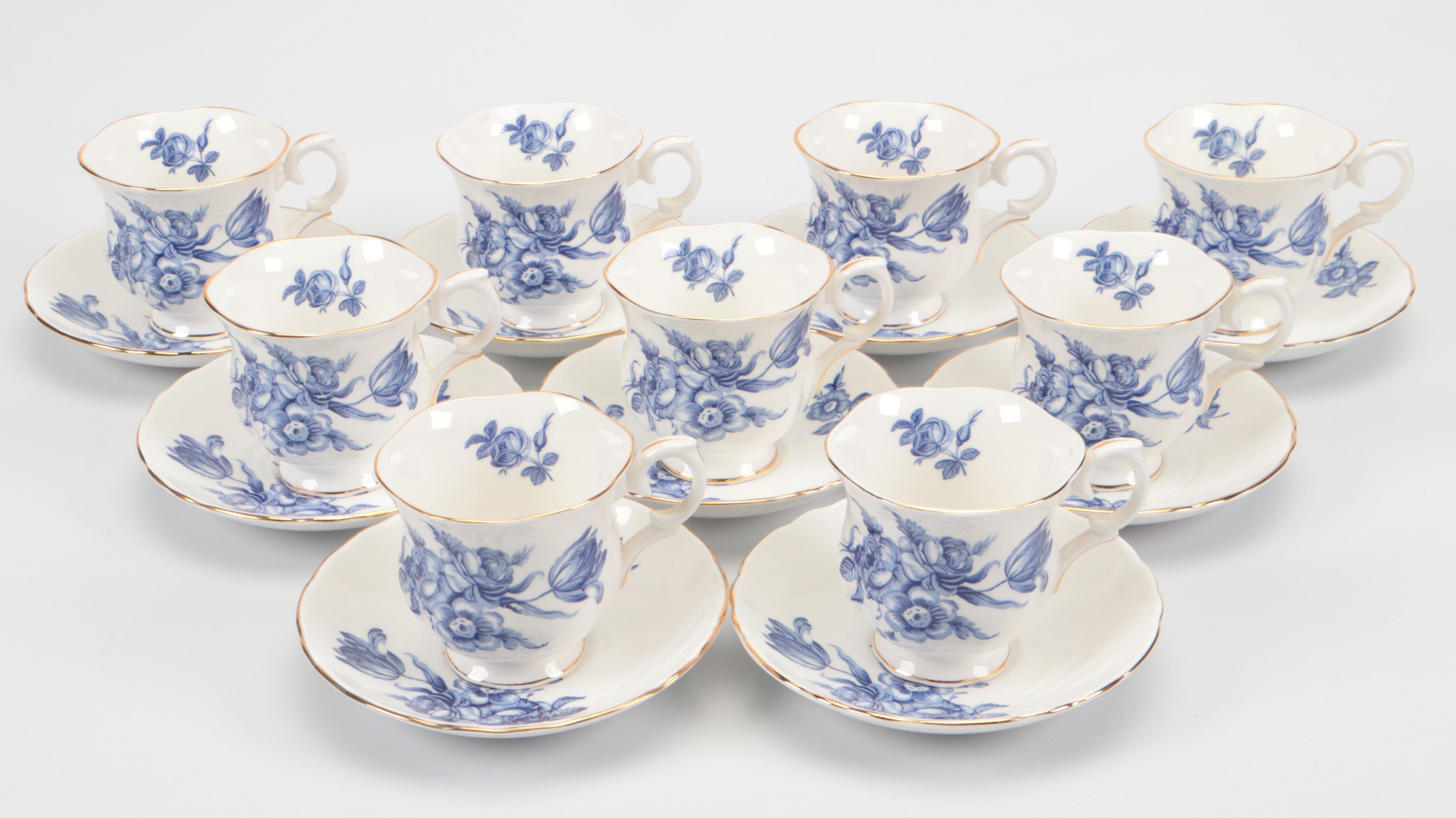 Crown Staffordshire and Royal Dover China English Bone China Teacups and Saucers