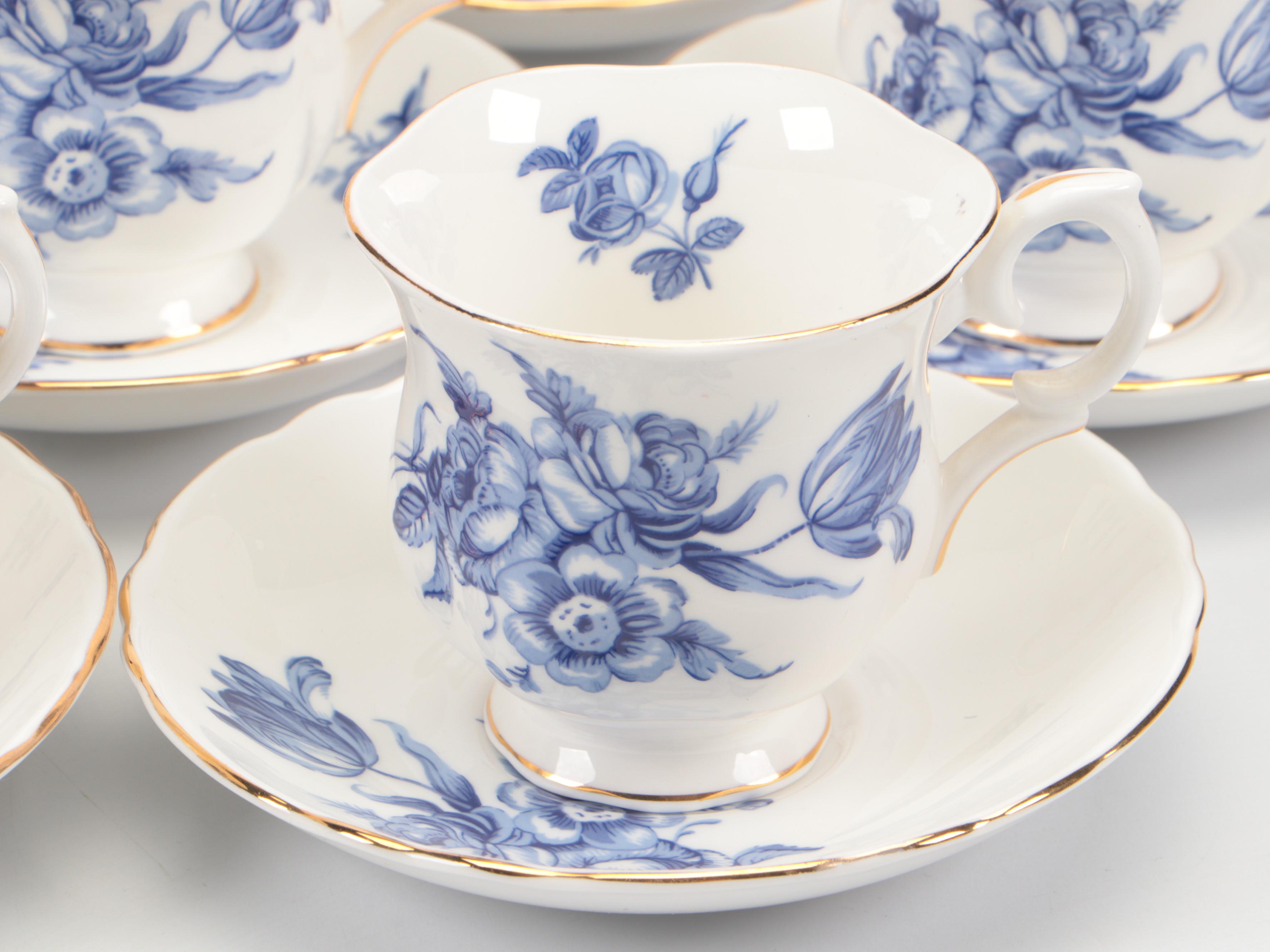 Crown Staffordshire and Royal Dover China English Bone China Teacups and Saucers