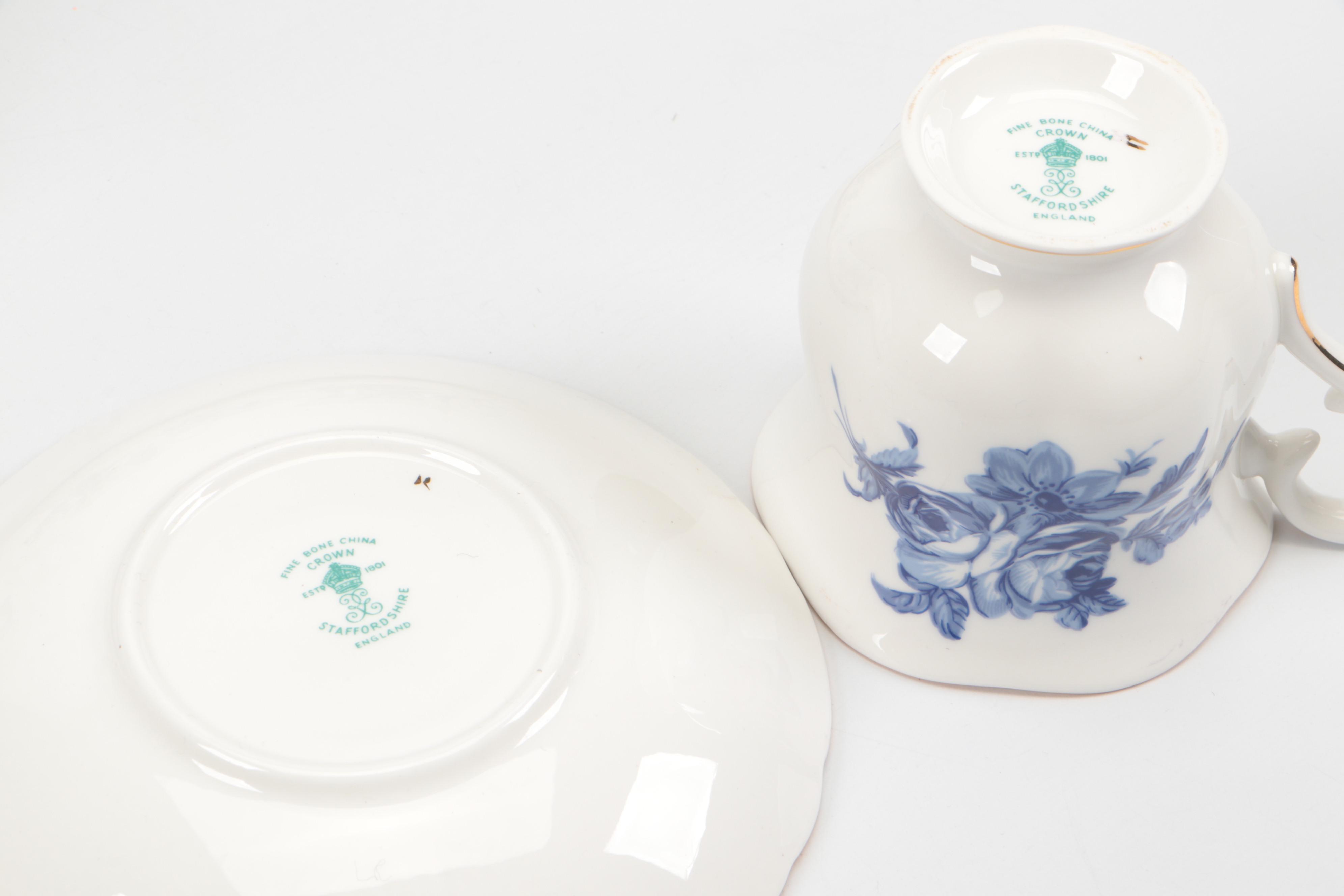 Crown Staffordshire and Royal Dover China English Bone China Teacups and Saucers