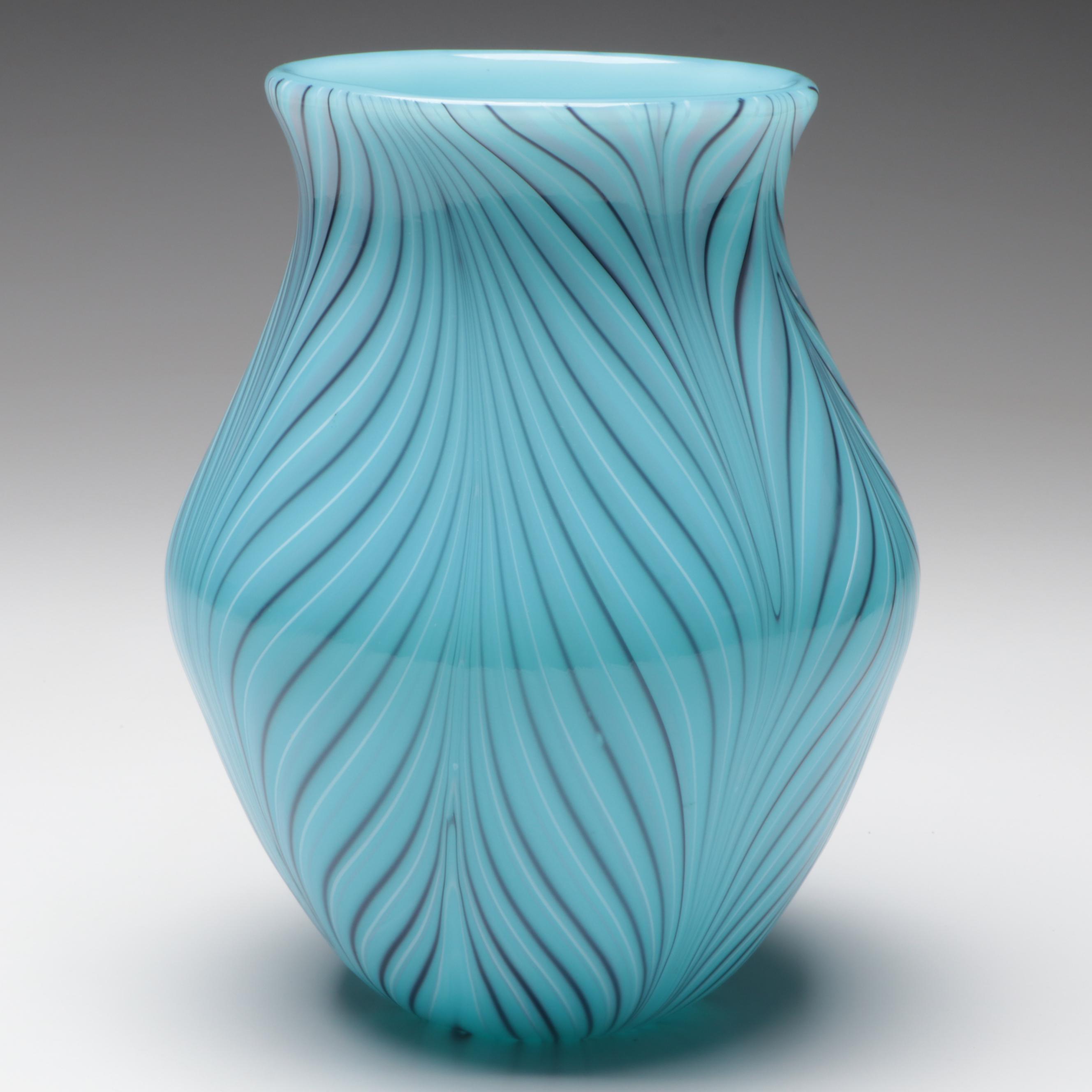 Fenton Pulled Feather Robert Barber Collection Glass Vase