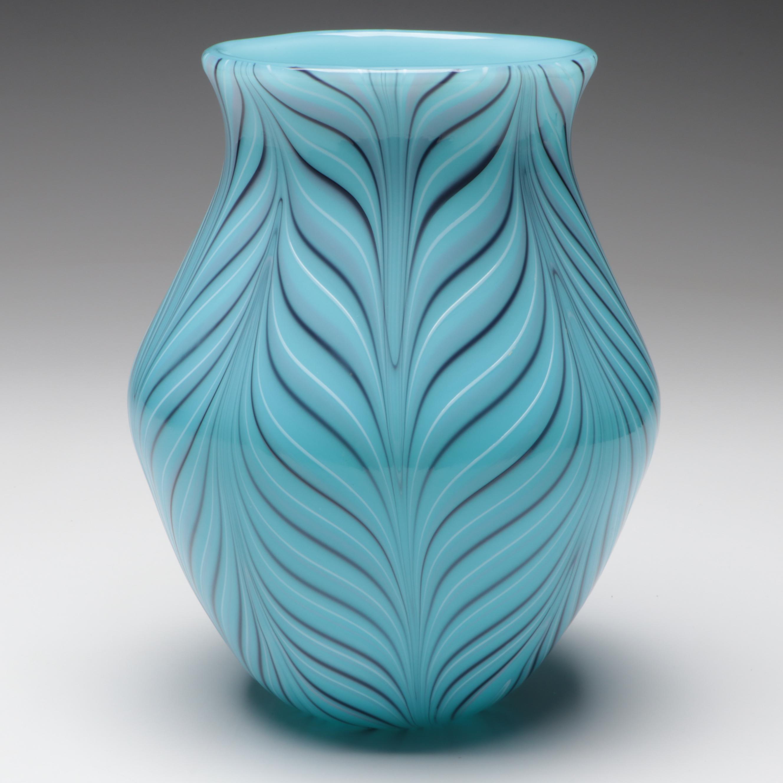 Fenton Pulled Feather Robert Barber Collection Glass Vase