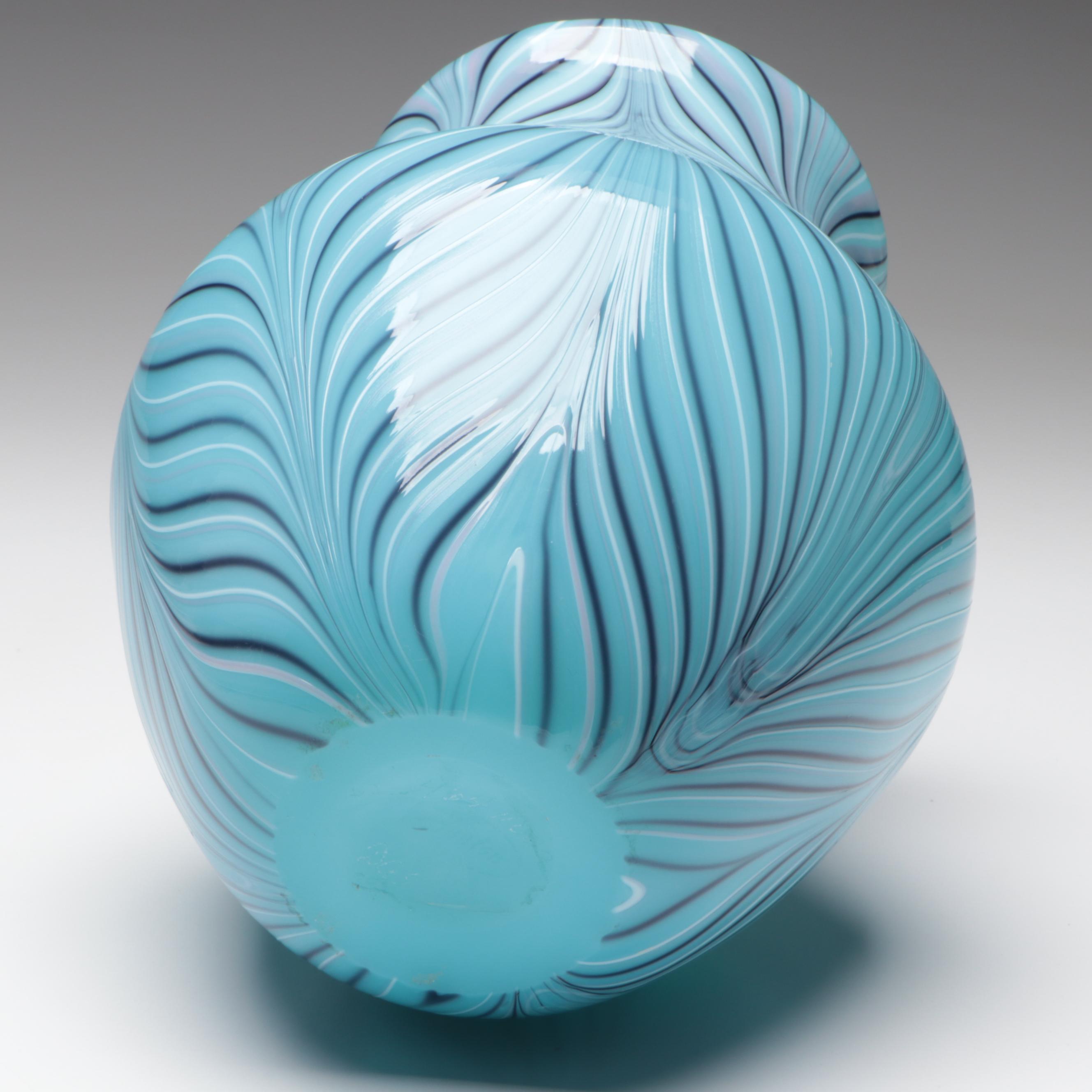 Fenton Pulled Feather Robert Barber Collection Glass Vase