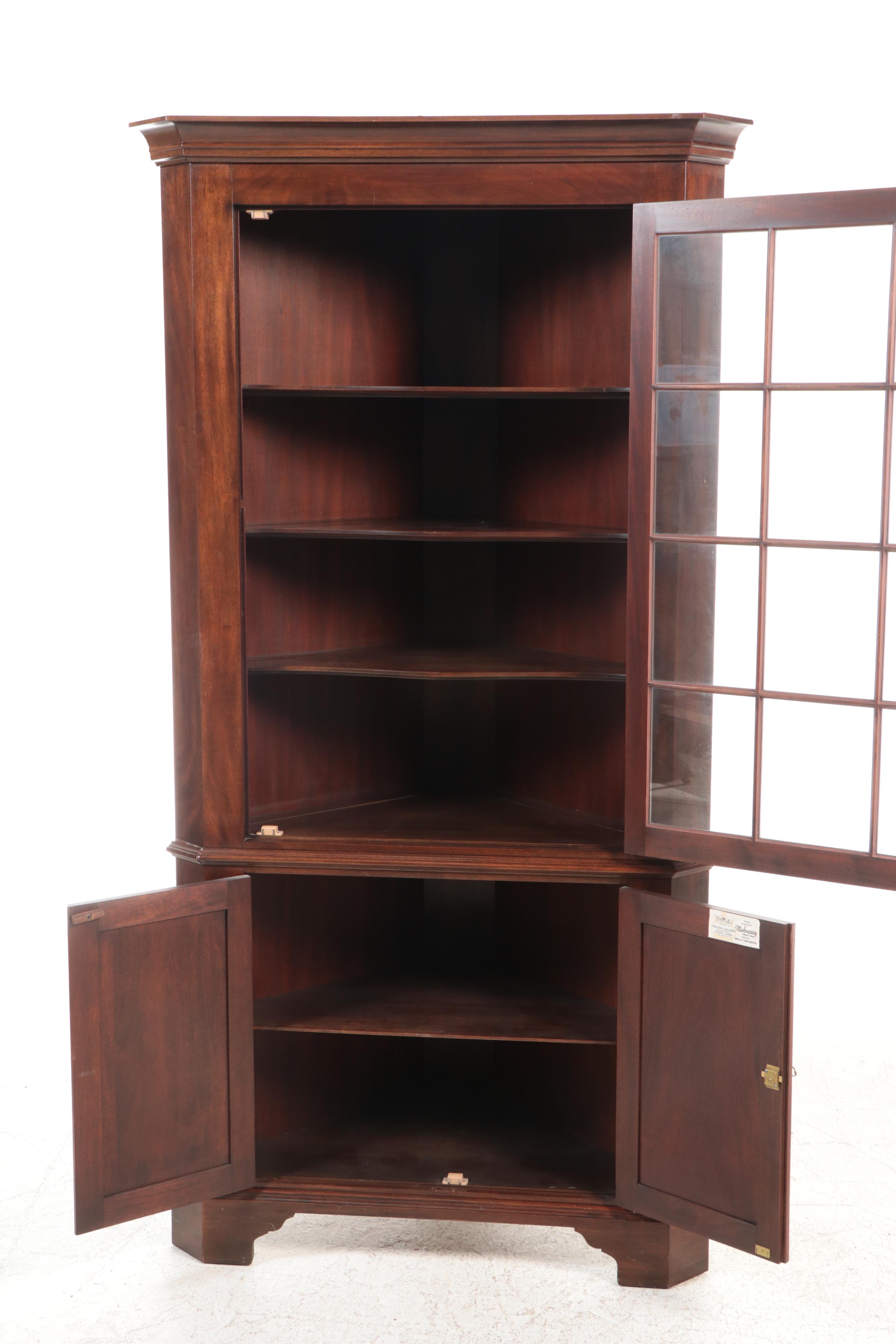 Virginia Galleries by Henkel-Harris Federal Style Mahogany Corner Cabinet