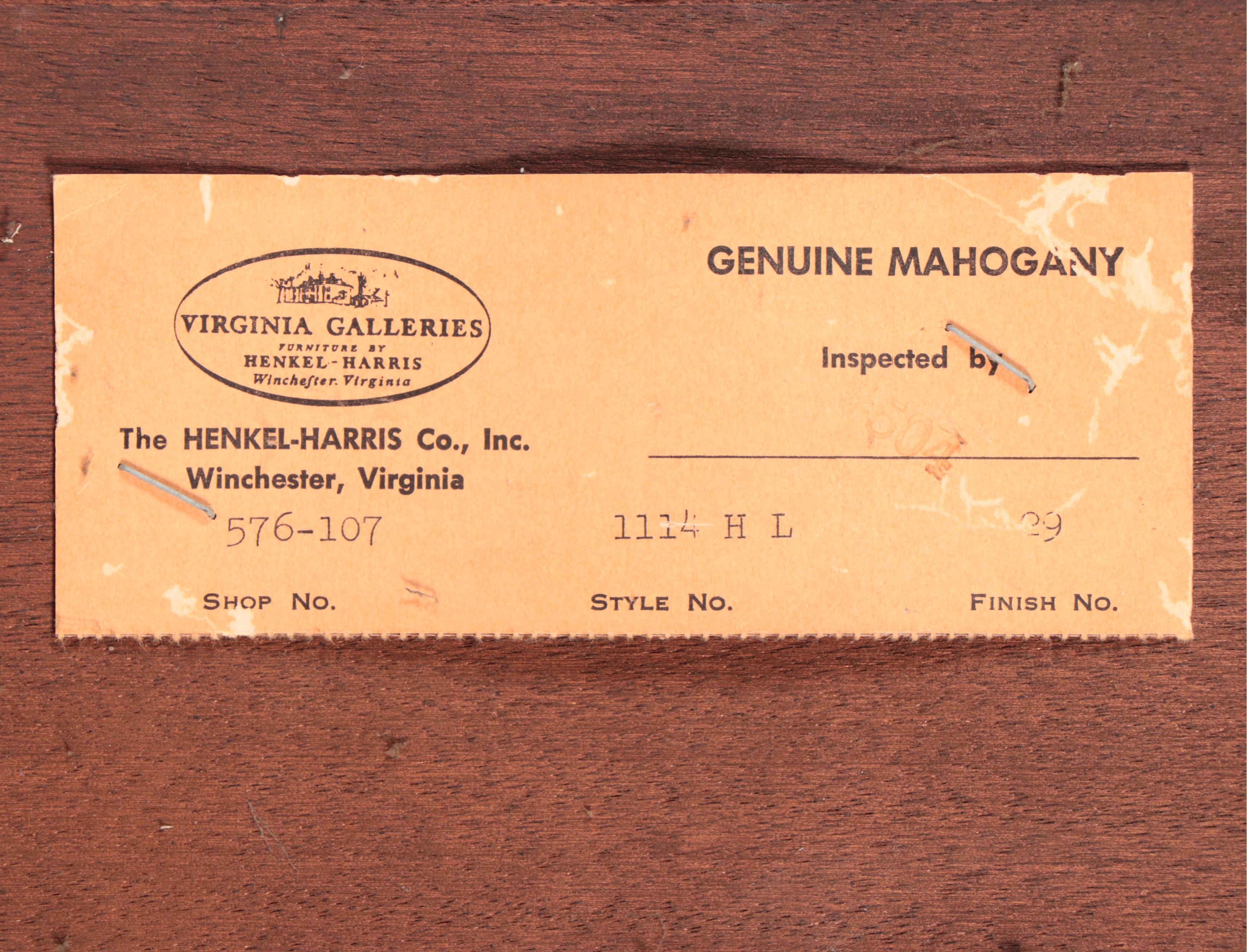 Virginia Galleries by Henkel-Harris Federal Style Mahogany Corner Cabinet