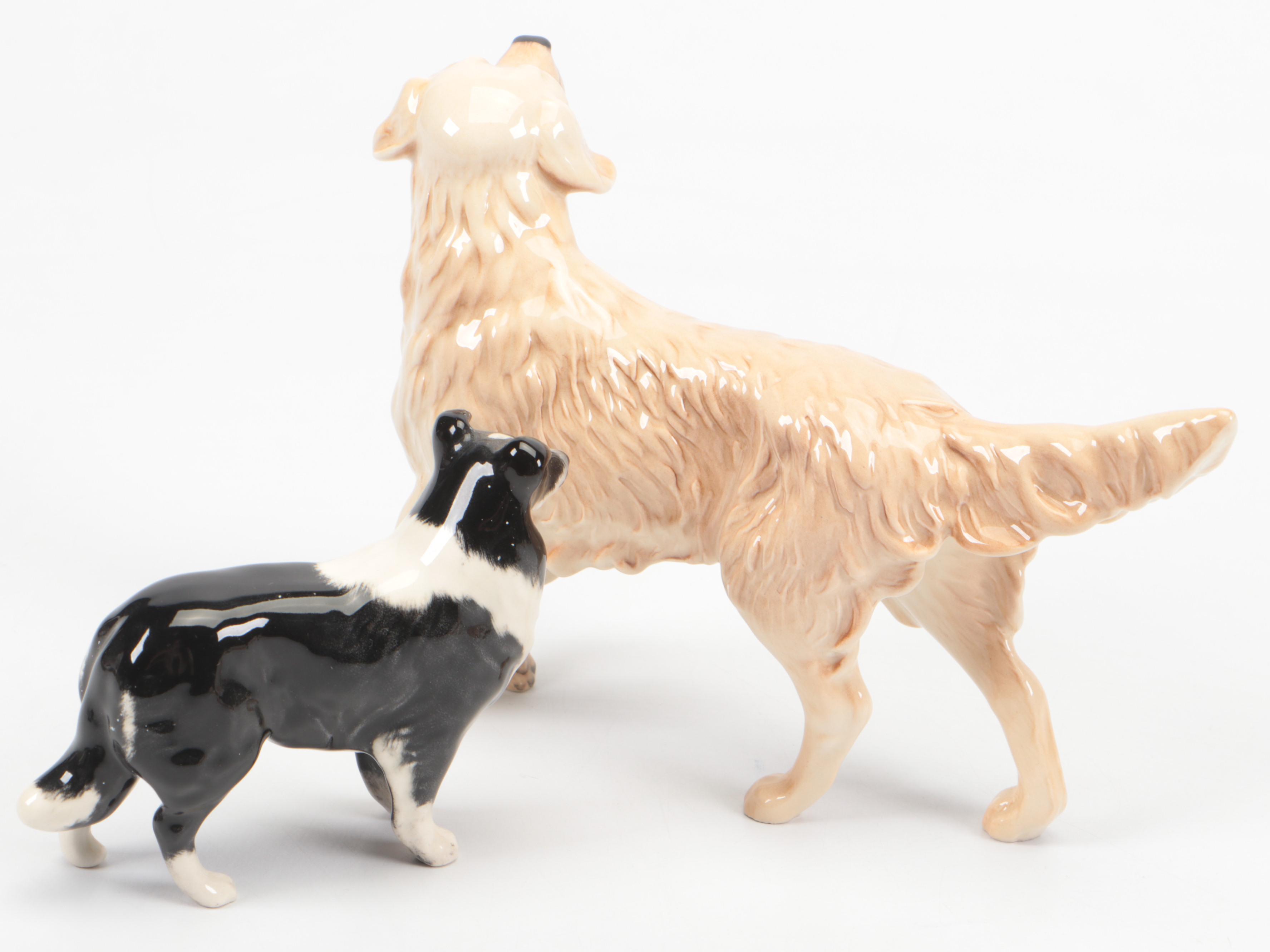 Beswick Border Collie, Spaniel, and Airedale with Royal Doulton Golden Retriever