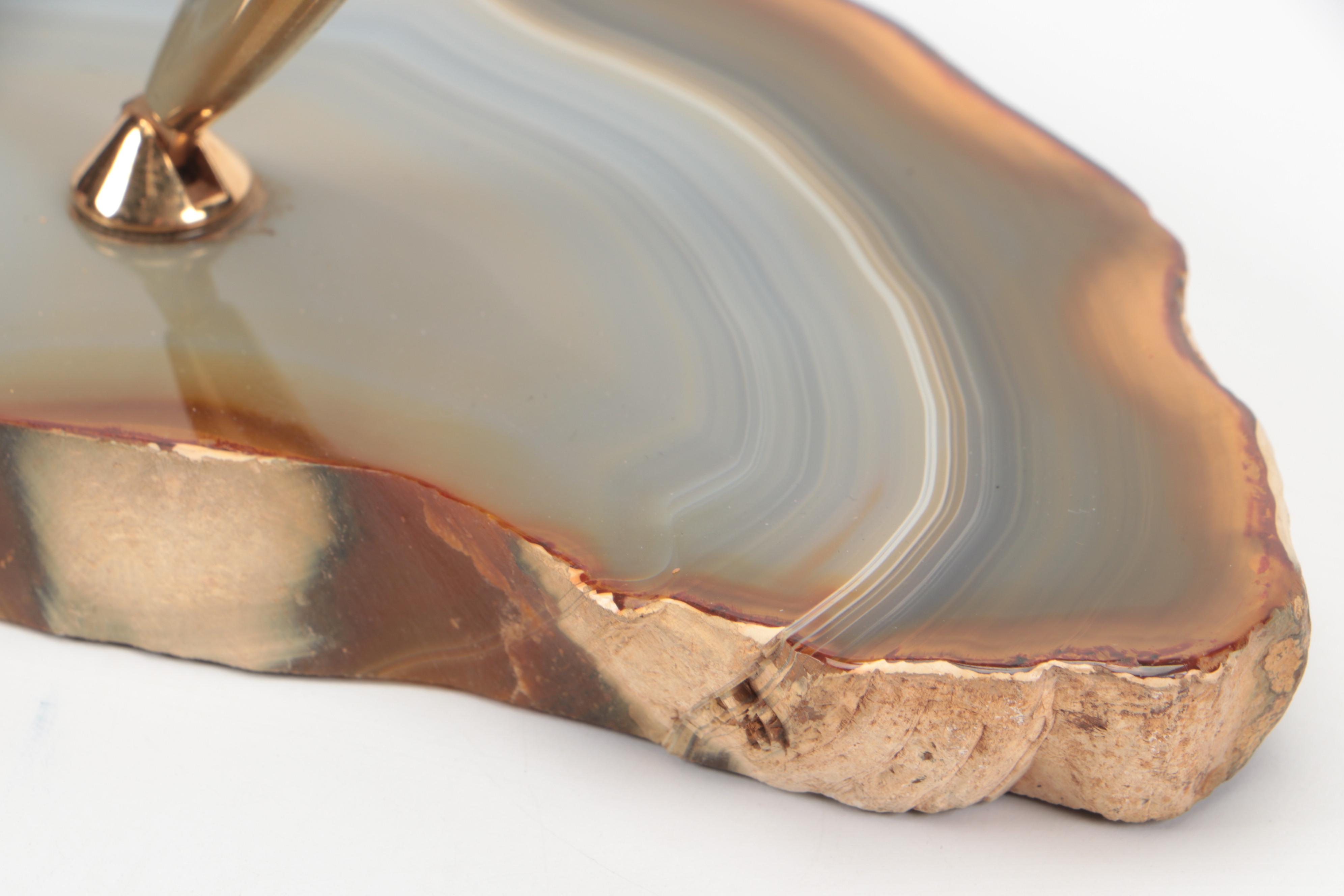 Sheaffer Fountain Pen with 14K Gold Nib and Agate Slab Pen Holder